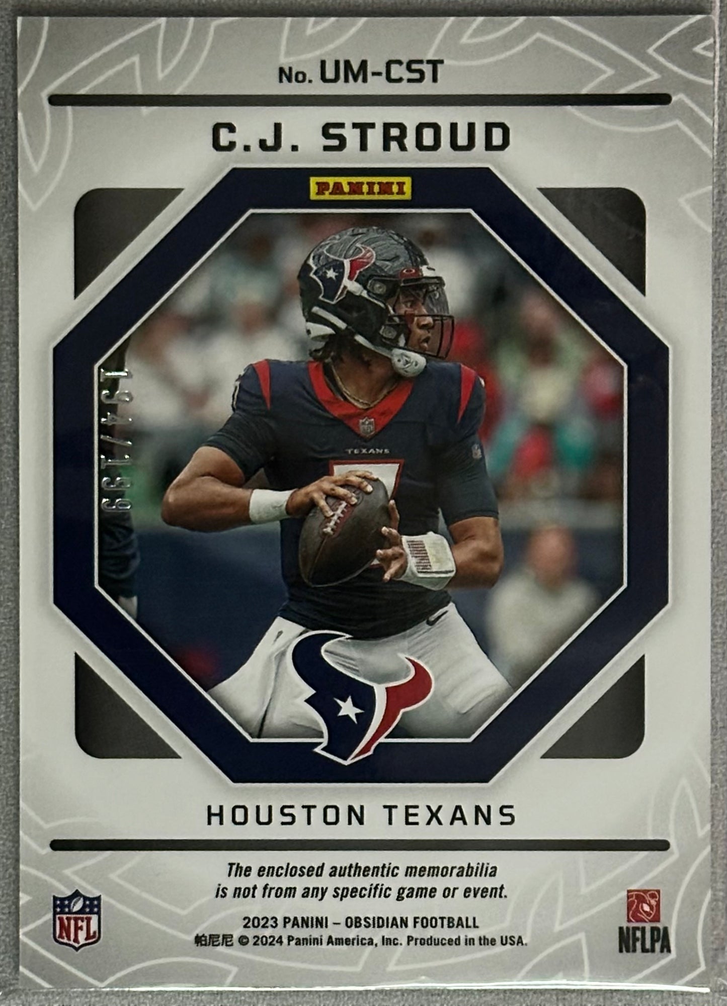 2023 Panini Obsidian C.J. Stroud Unbreakable Material /199 #UM-CST