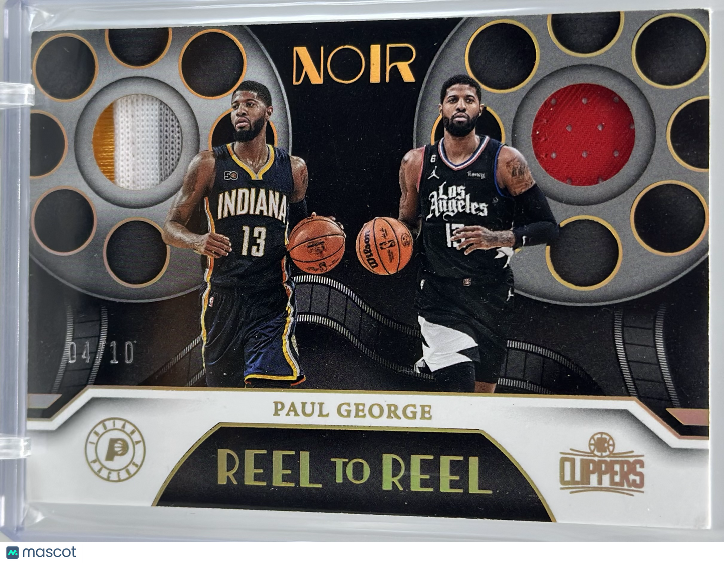 2022 Panini Noir Paul George Reel to Reel Materials Gold /10 #RRM-PGG