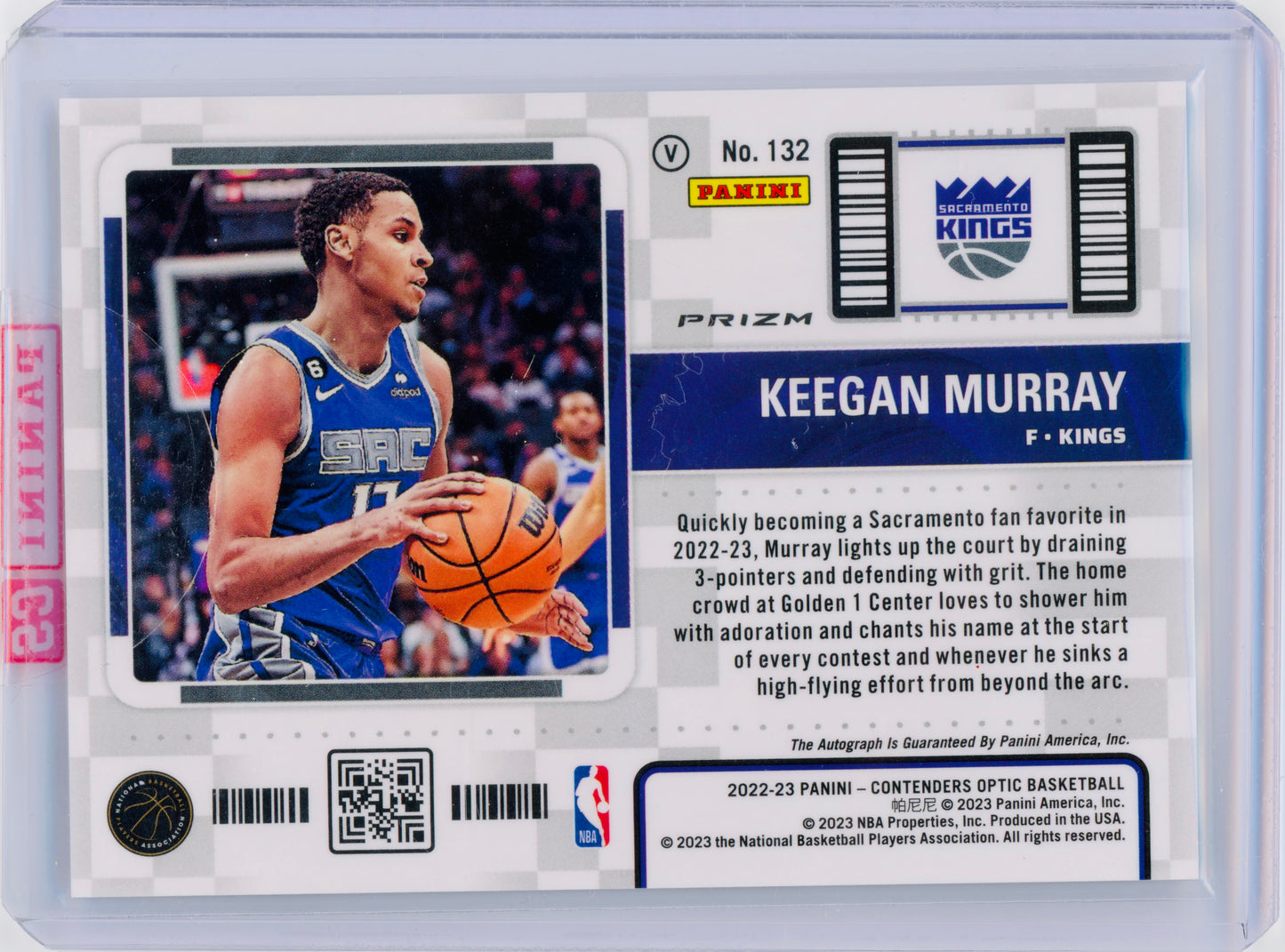 2022 Panini Contenders Optic Keegan Murray Rookie Ticket Auto Variation #132