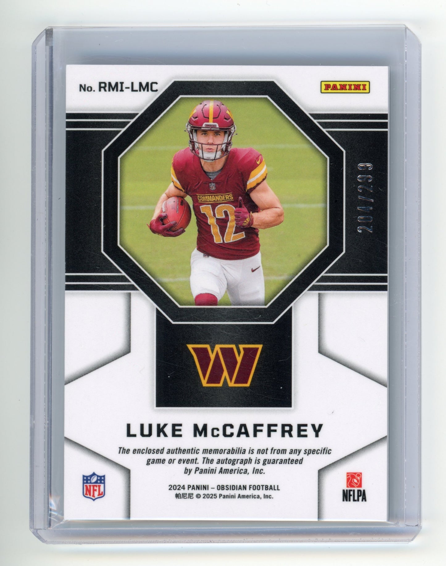 2024 Panini Obsidian Luke McCaffrey Rookie Material Ink /299 #RMI-LMC RC