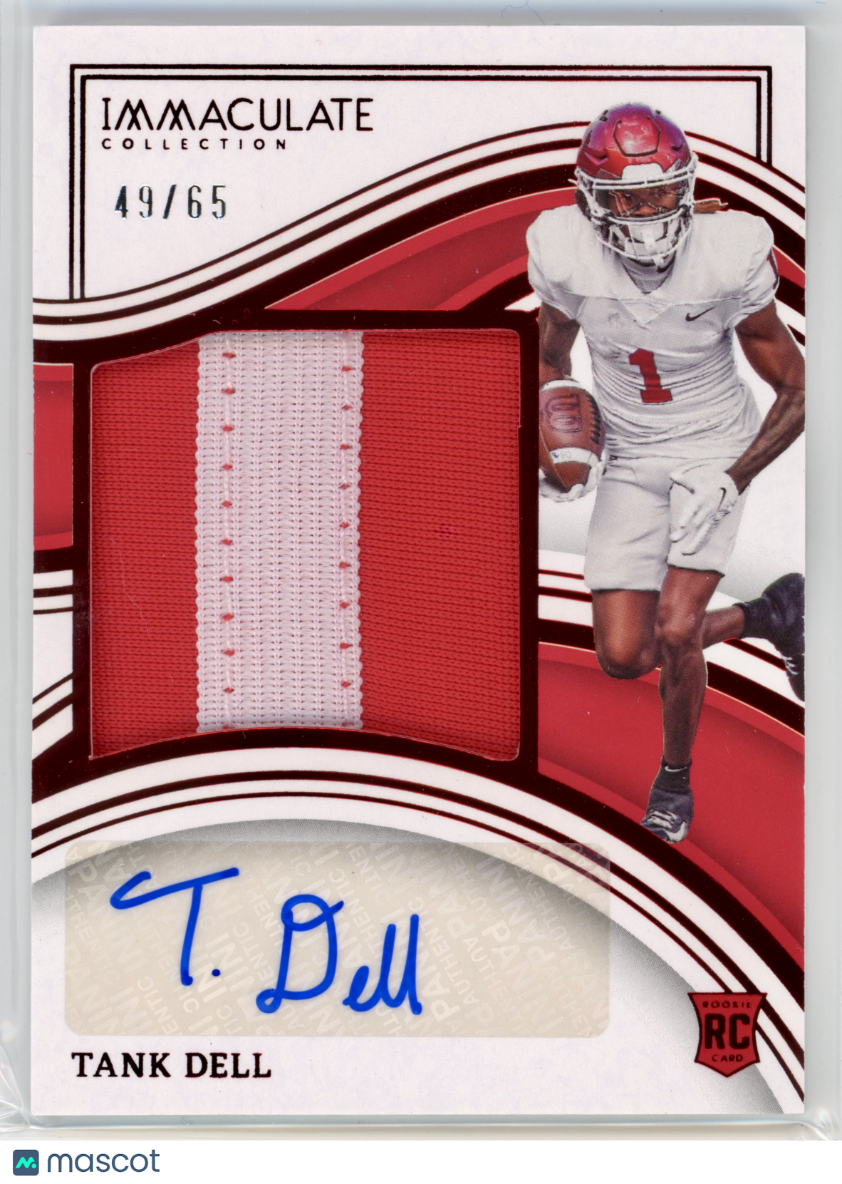 2023 Panini Immaculate Collection Collegiate Tank Dell RPA Red /65 RC #20