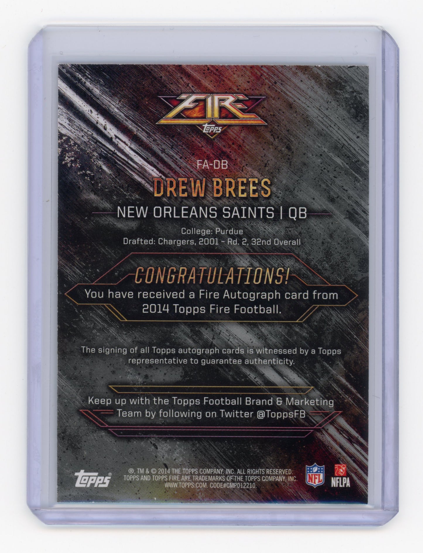 2014 Topps Fire Drew Brees Autograph #FA-DB