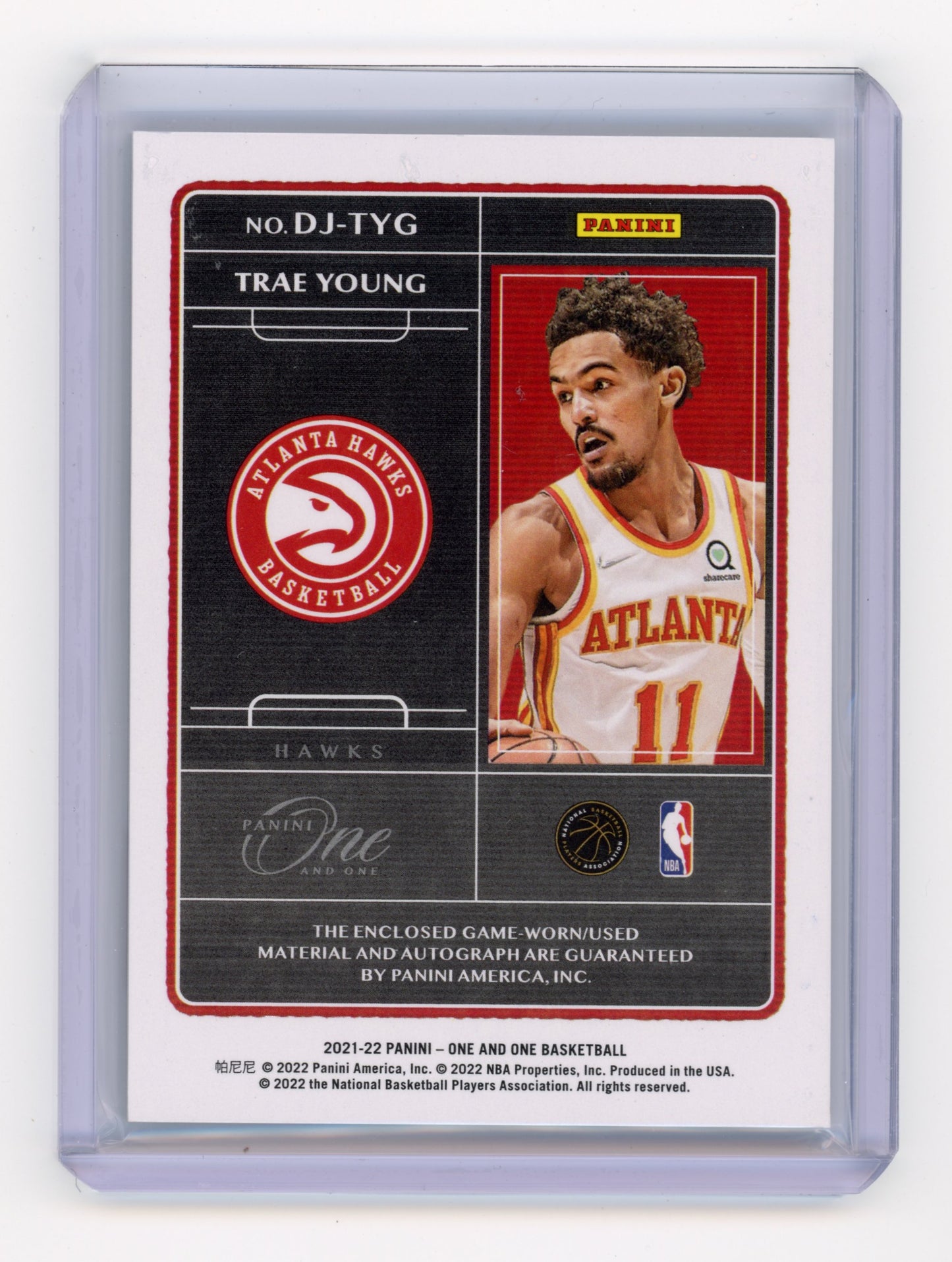 2021 Panini One and One Trae Young Dual Jersey Autograph /49 #DJ-TYG