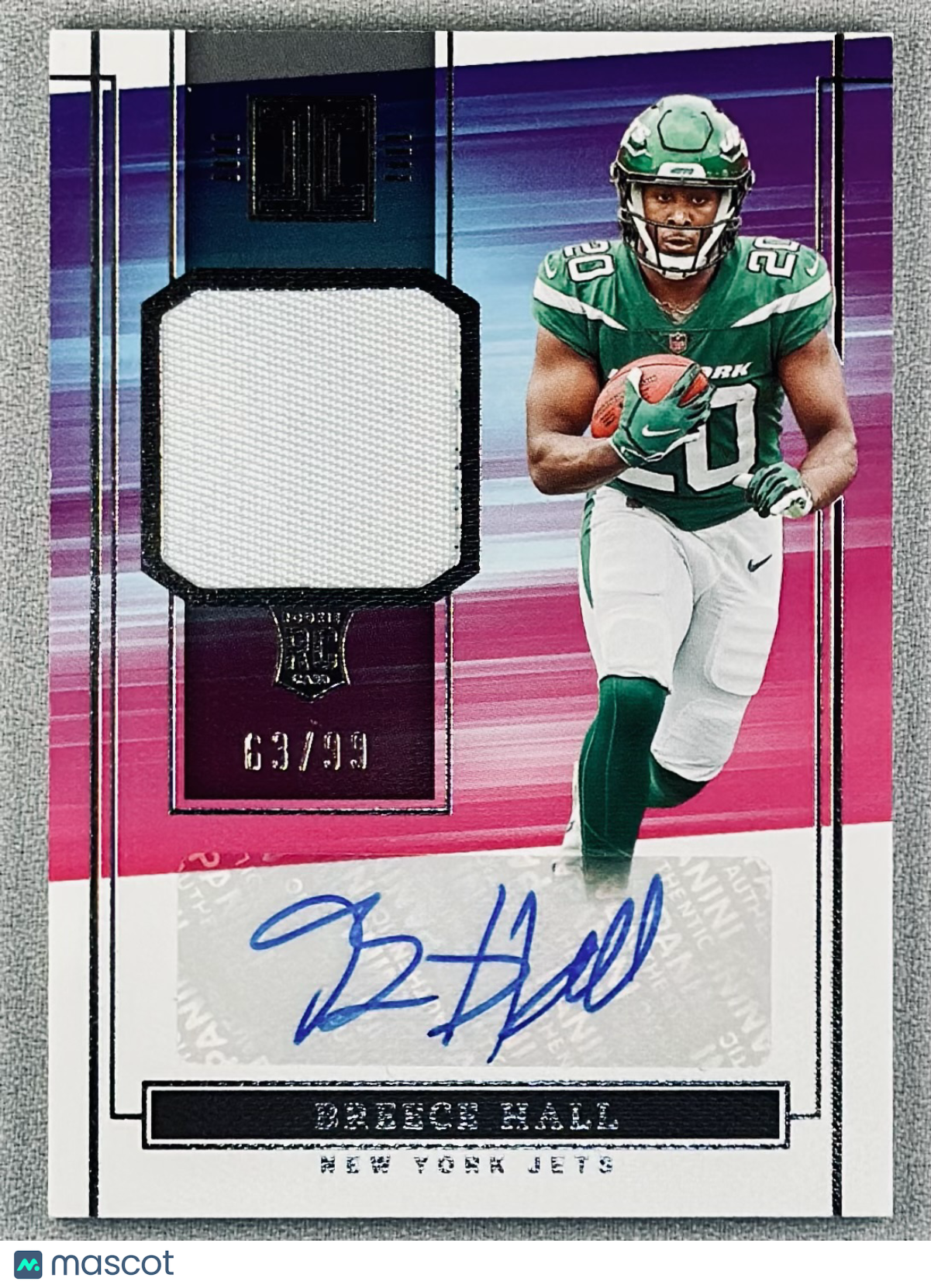 2022 Panini Impeccable Breece Hall RPA /99 RC #RPABHA