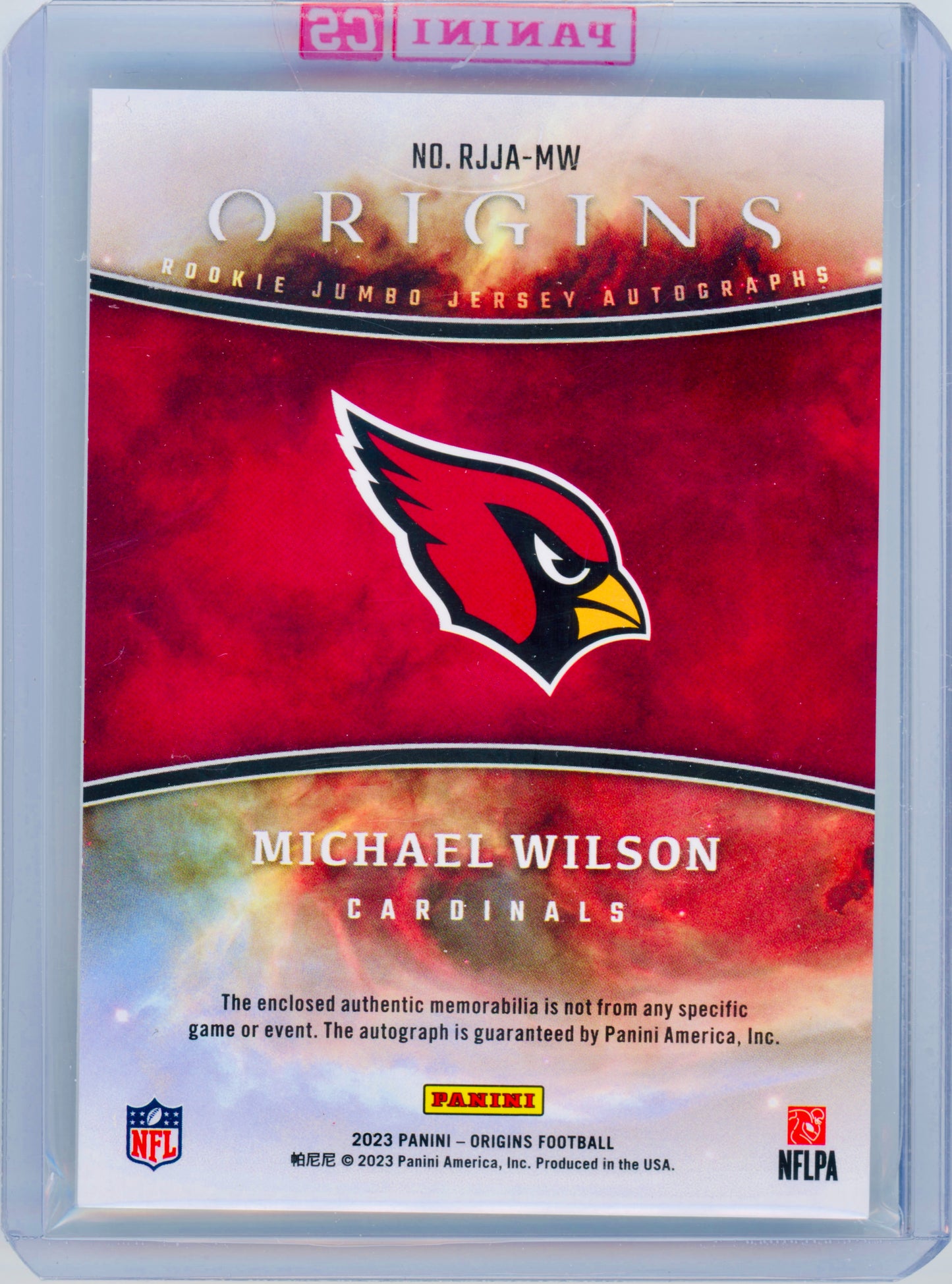 2023 Panini Origins Michael Wilson Rookie Jumbo Jersey Autographs RC #RJJA-MW