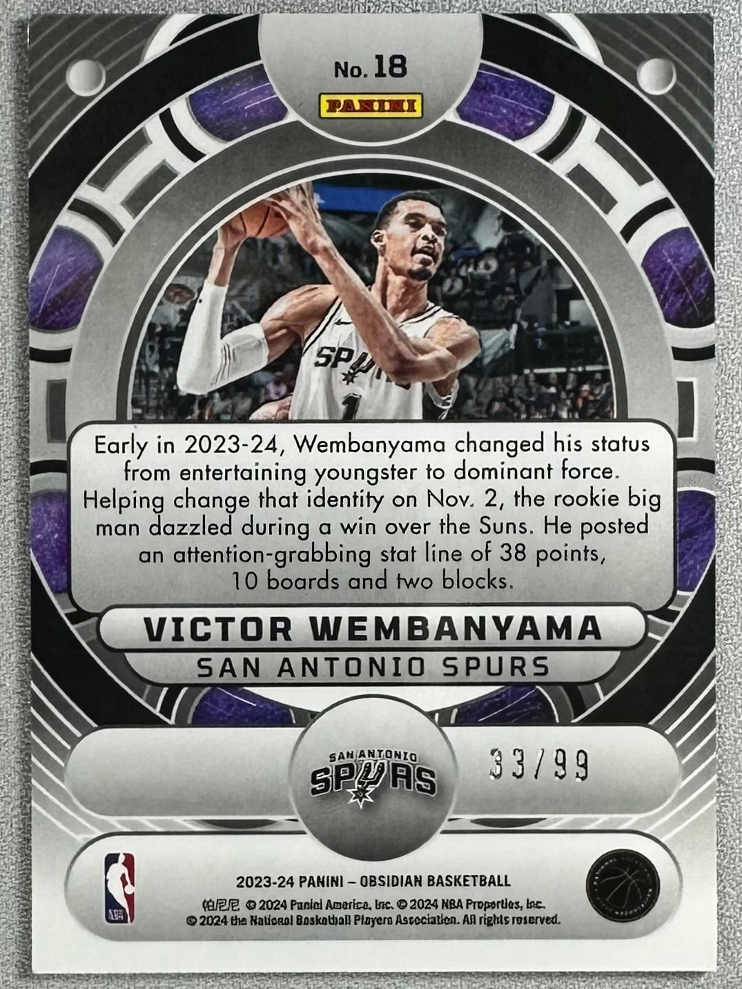 2023 Panini Obsidian Victor Wembanyama Orbital /99 #18 RC