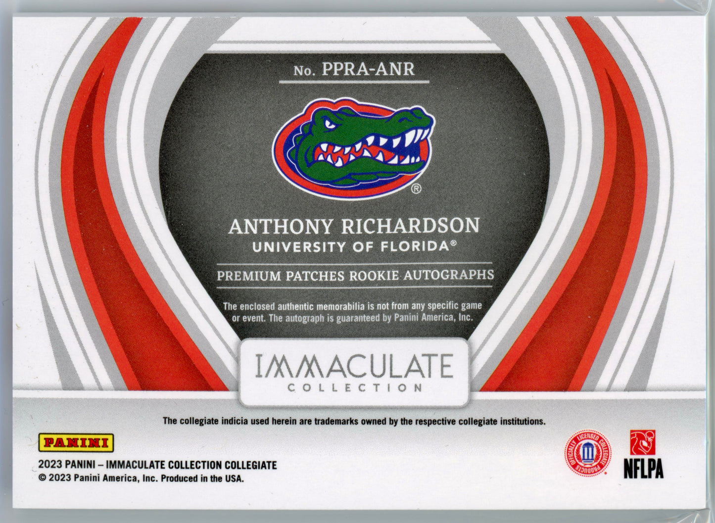 2023 Panini Immaculate Collegiate Anthony Richardson RPA /99 #PPRA-ANR