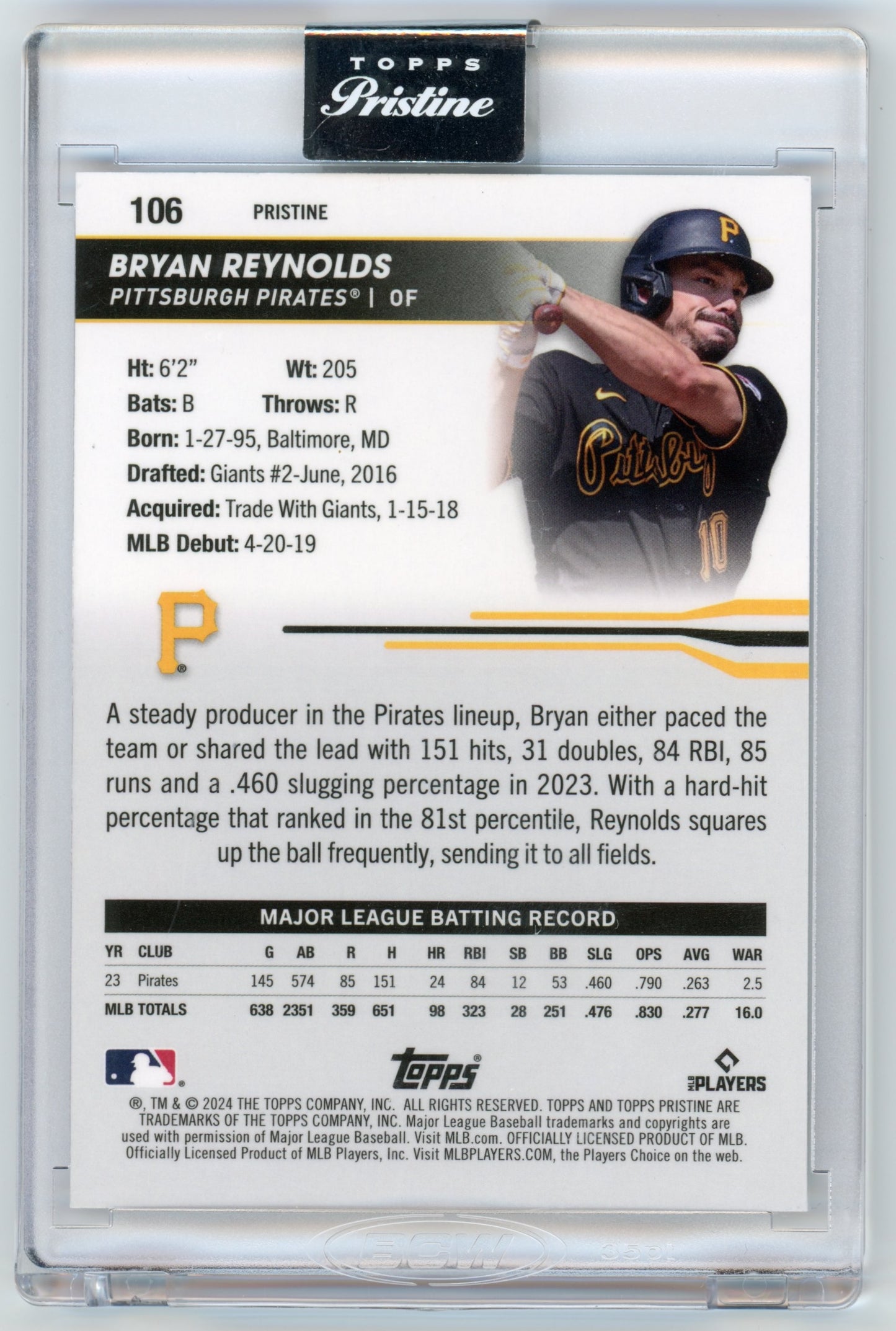 2024 Topps Pristine Bryan Reynolds Blue Pristine /75 #106