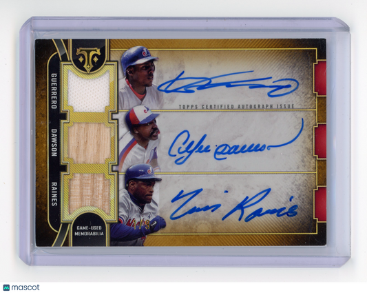 2024 Topps Triple Threads Raines Dawson Guerrero Auto Relic Combo Gold 1/9