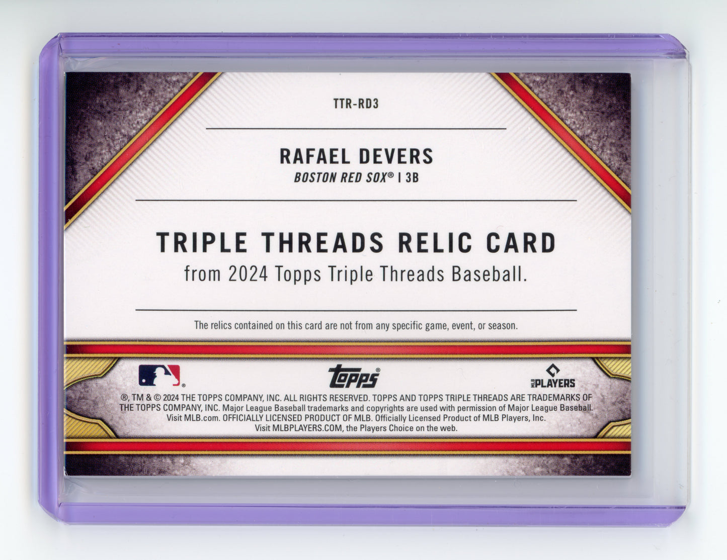 2024 Topps Triple Threads Rafael Devers Relic Sapphire /3 #TTR-RD3