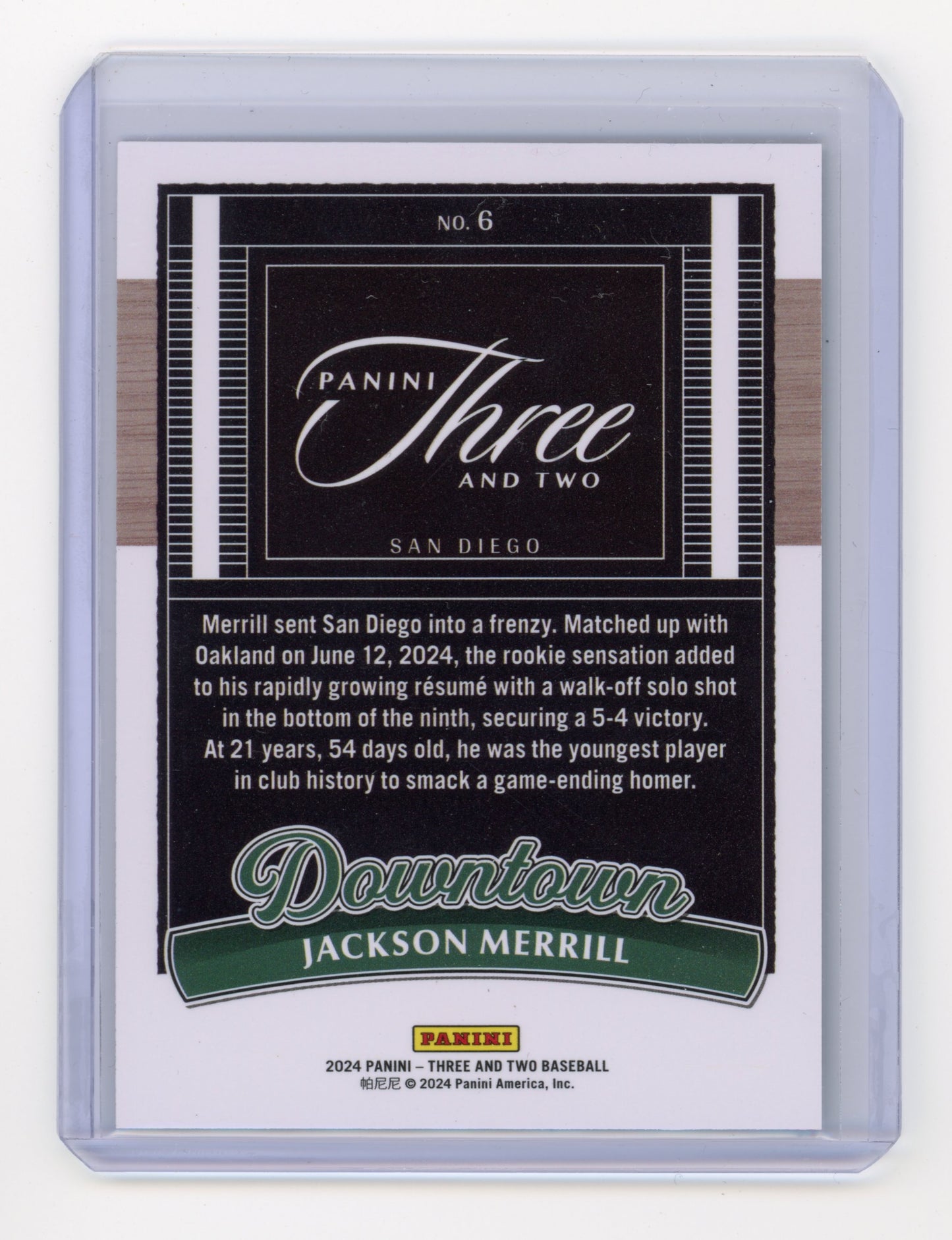 2024 Panini Three and Two Jackson Merrill Downtown #6 RC