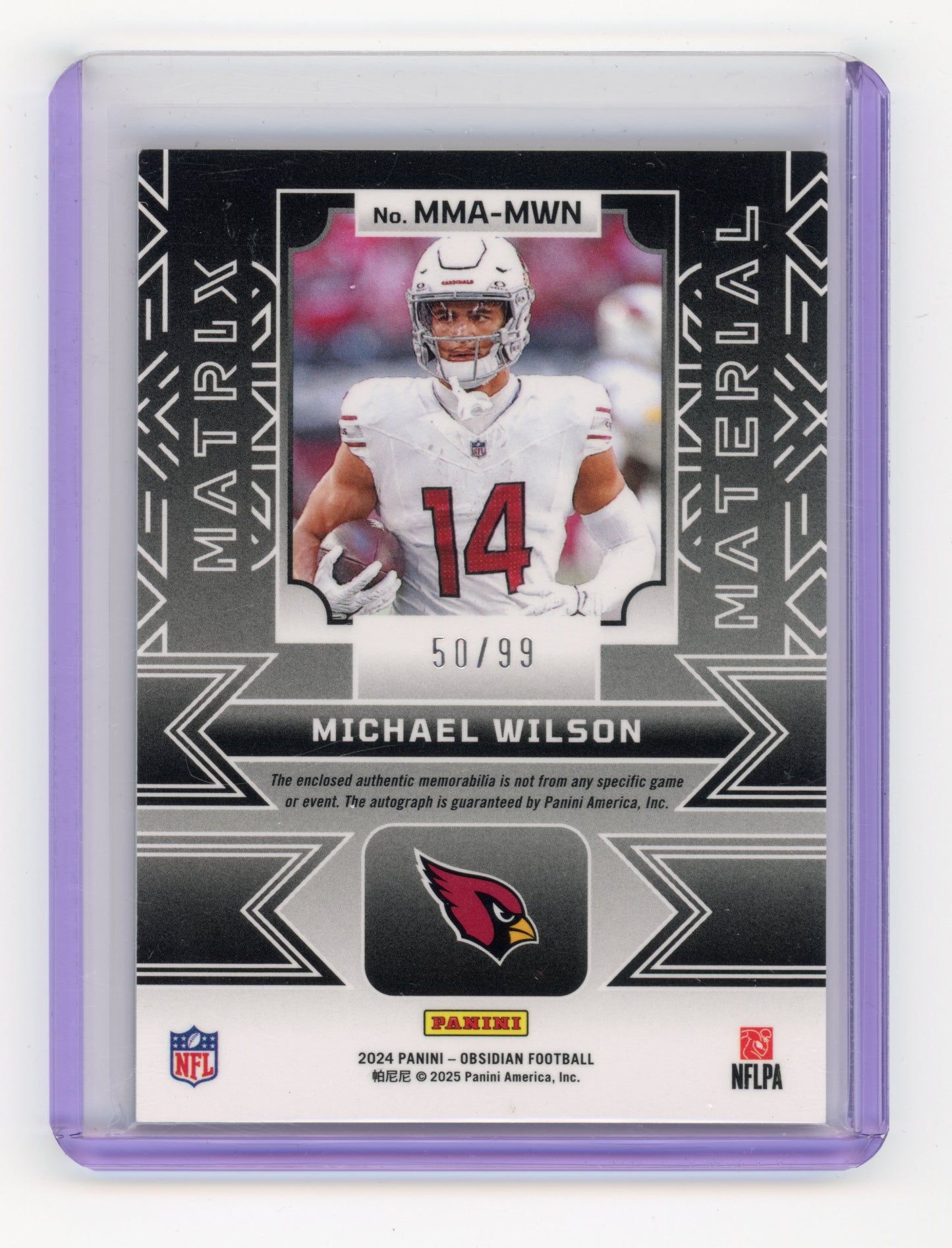 2024 Panini Obsidian Michael Wilson Matrix Material Auto Silver /99 #MMA-MWN