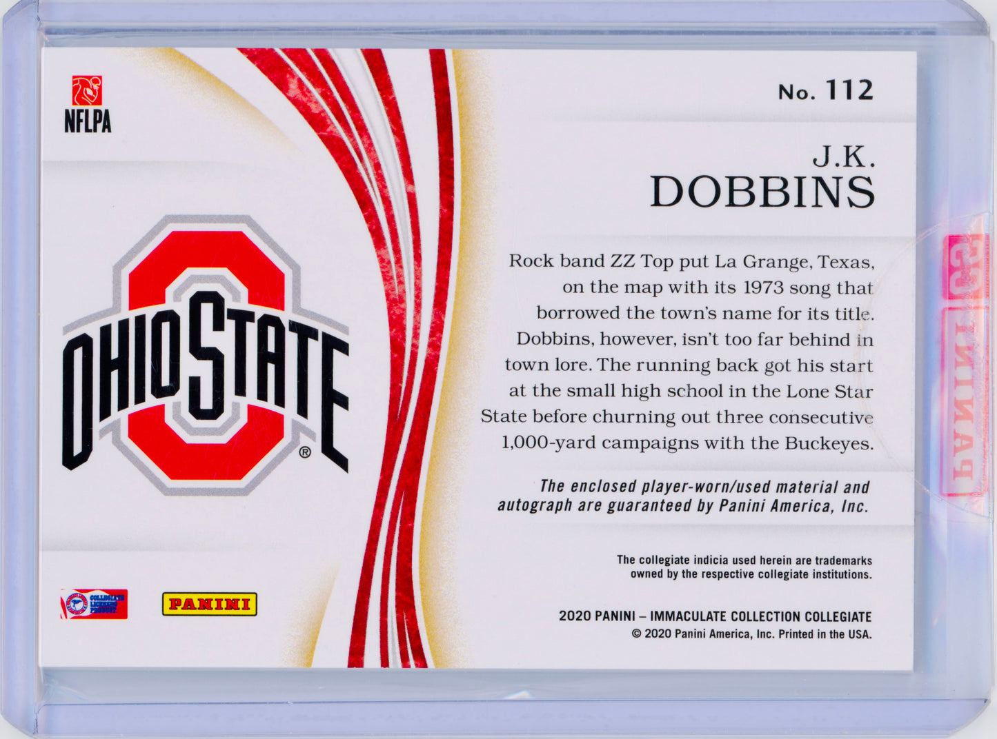 2020 Panini Immaculate Collection Collegiate J.K. Dobbins RPA /99 RC #112