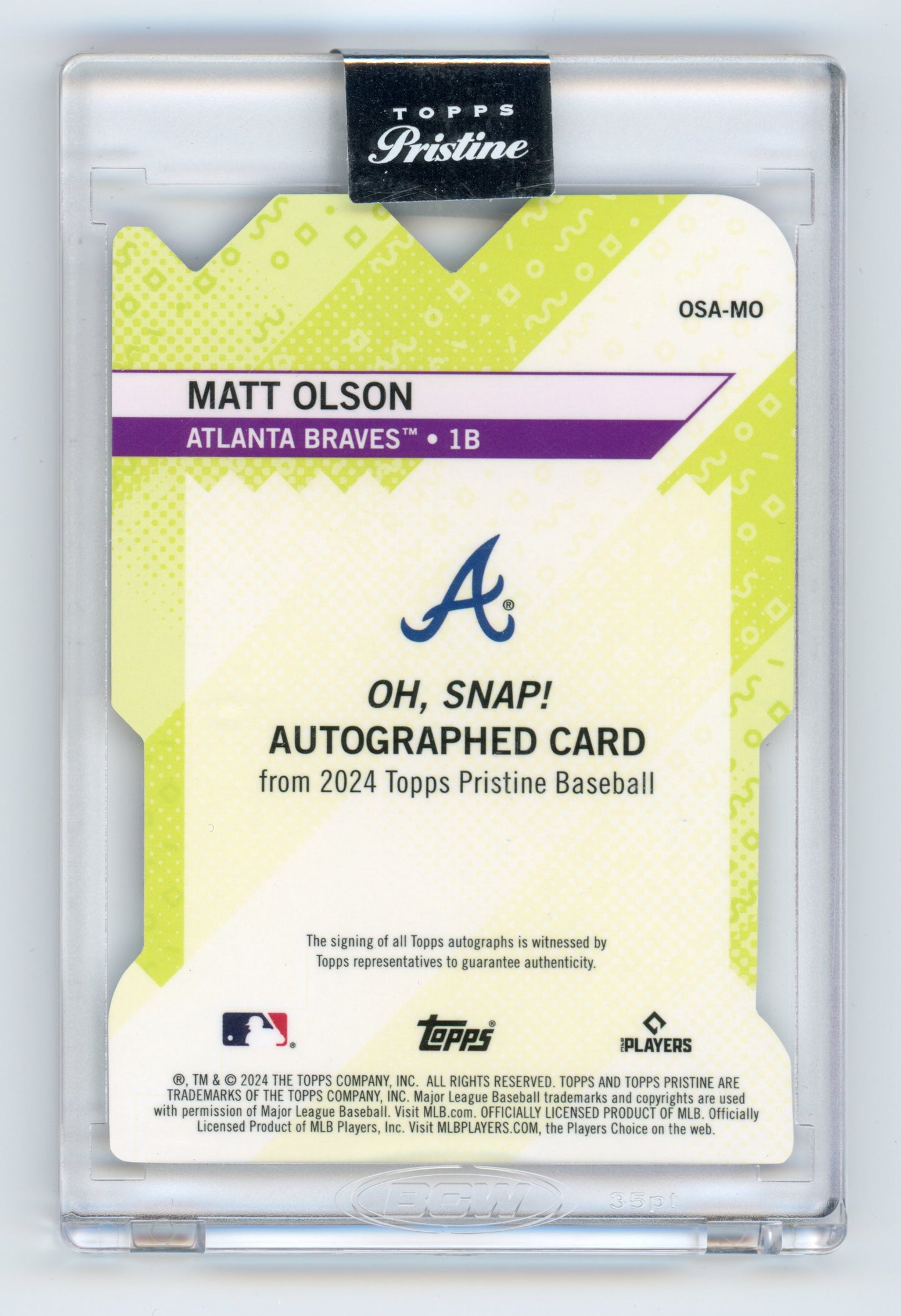 2024 Topps Pristine Matt Olson Oh Snap! Autograph Gold 13/50 #OSA-MO