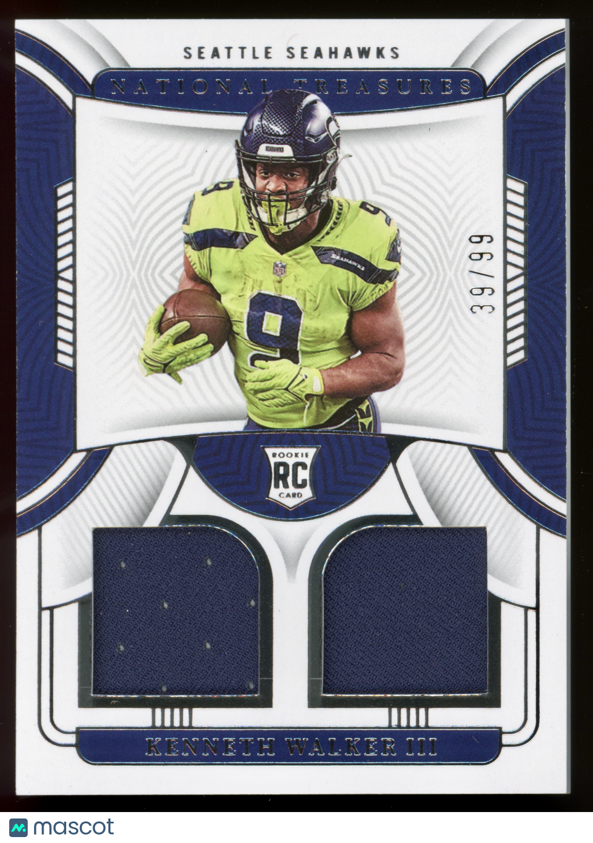 2022 Panini National Treasures Kenneth Walker III Rookie Dual Materials /99