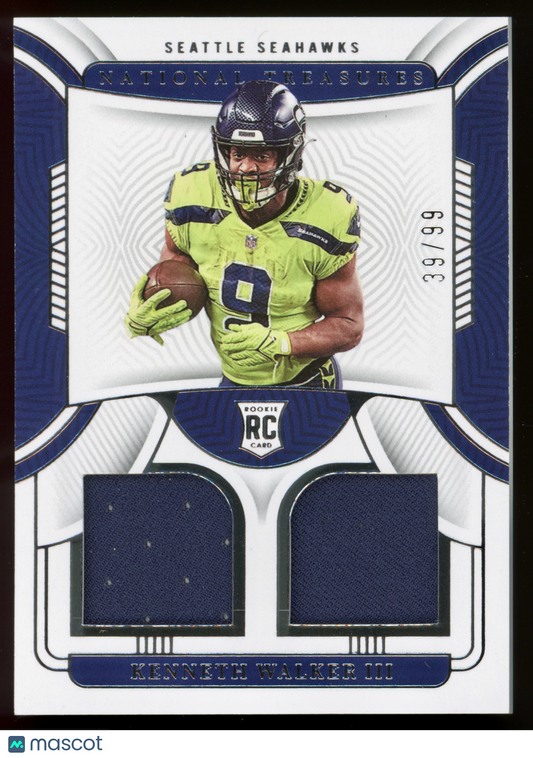 2022 Panini National Treasures Kenneth Walker III Rookie Dual Materials /99