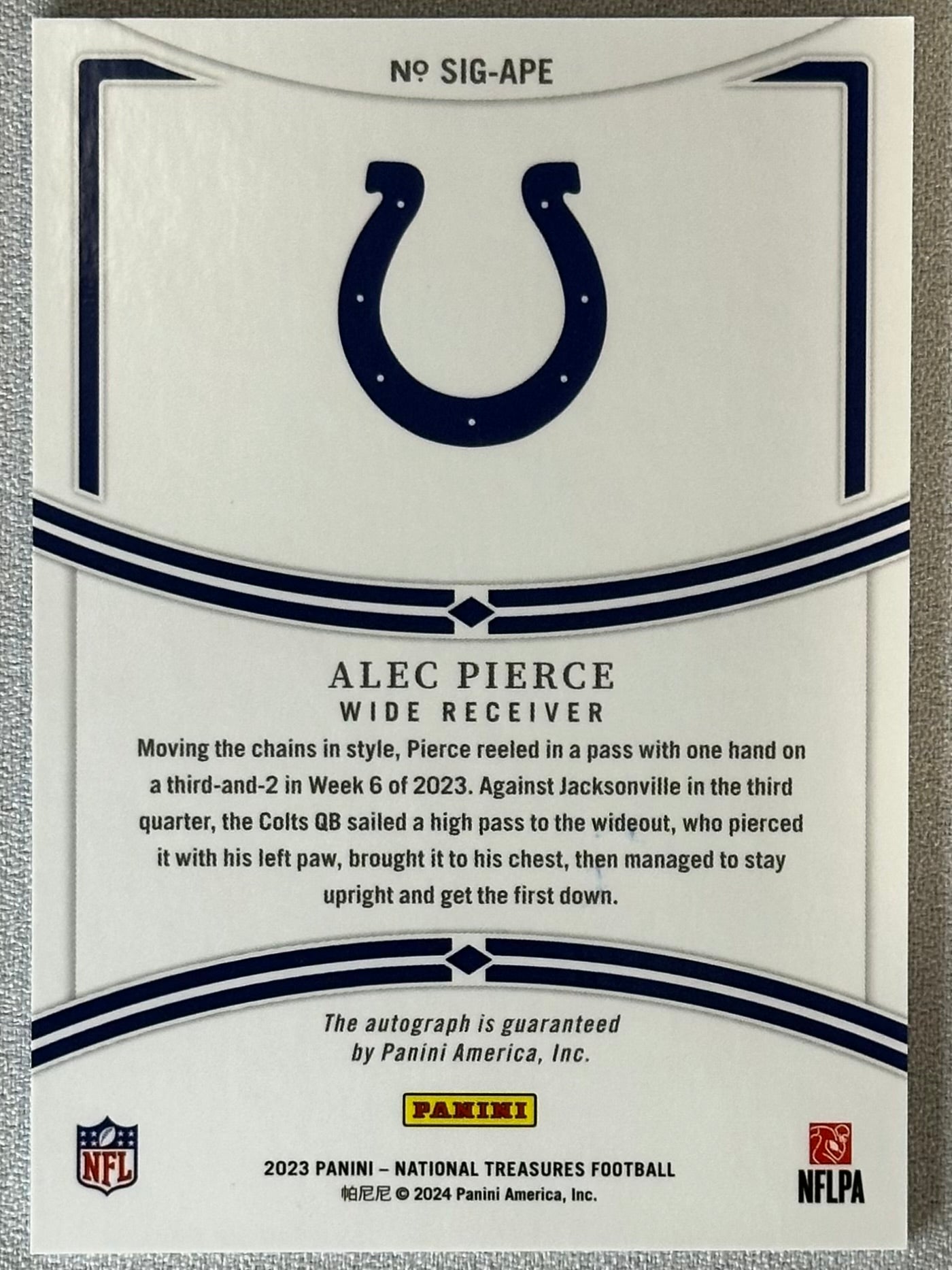 2023 Panini National Treasures Alec Pierce Signatures /99 #SIGAPA