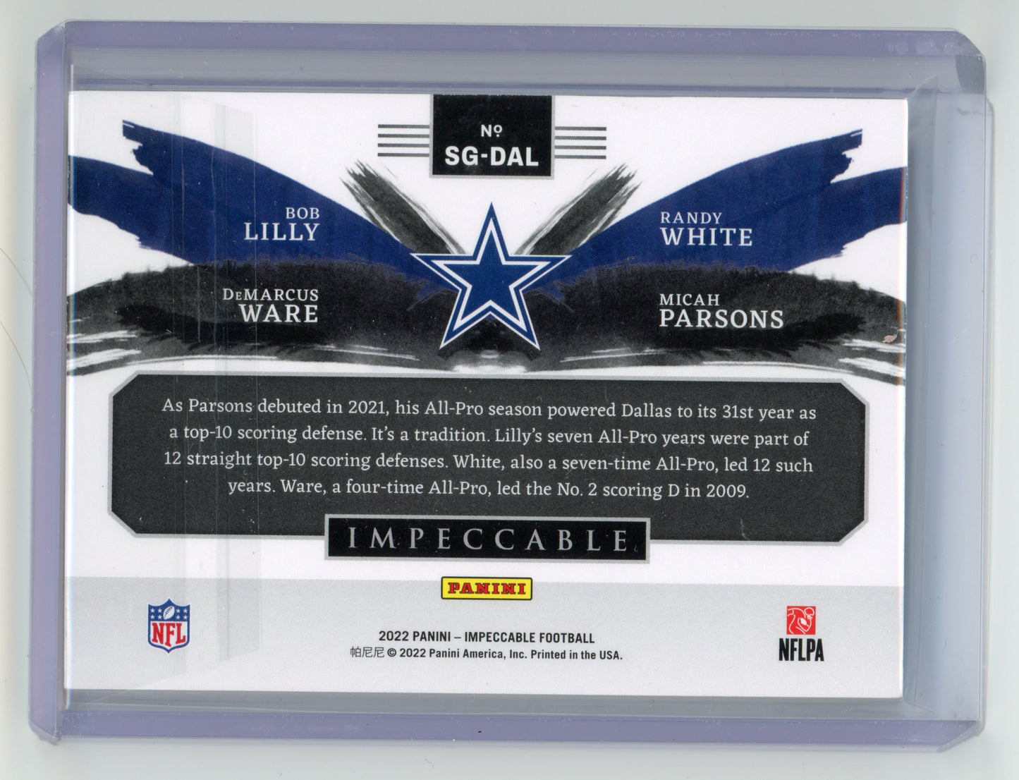 2022 Panini Impeccable Parsons Lilly Ware White Silver Generations 23/25 #SG-DAL