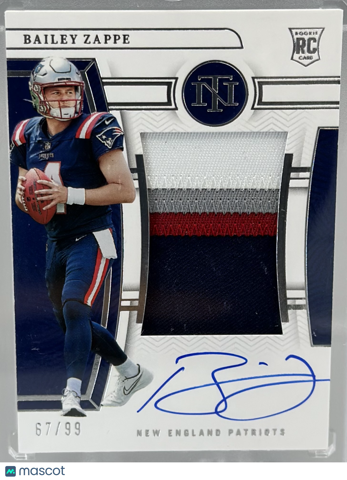 2022 Panini National Treasures Bailey Zappe RPA /99 #163