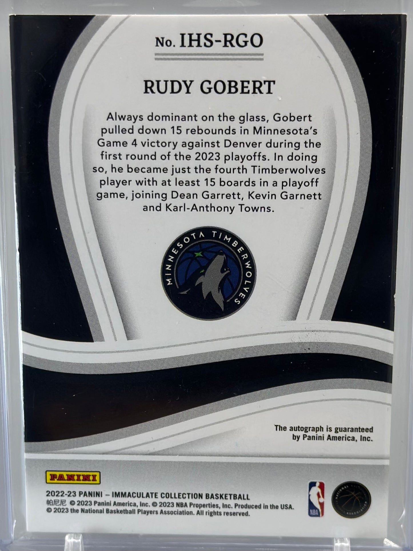 2022 Panini Immaculate Rudy Gobert Heralded Signatures Red /25 #ihs-rgo