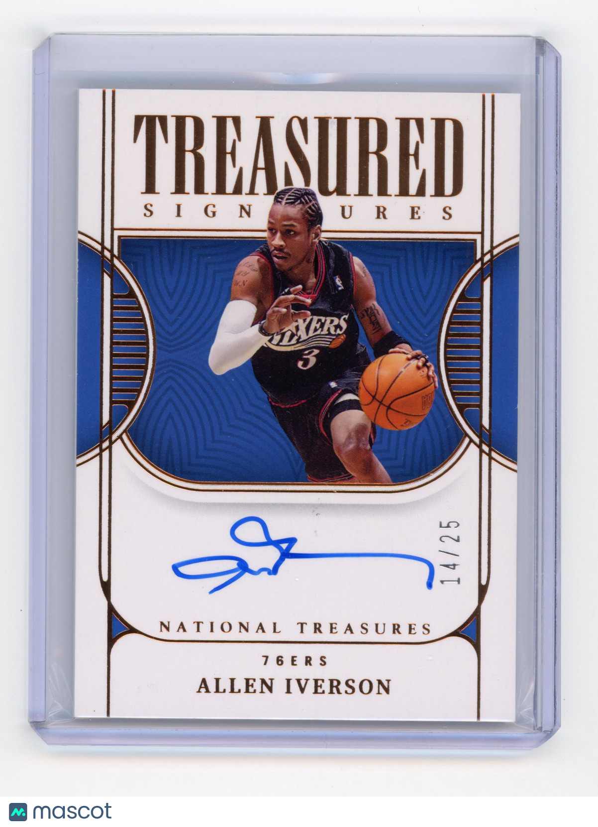 2022 Panini National Treasures Allen Iverson Treasured Signatures Bronze 14/25