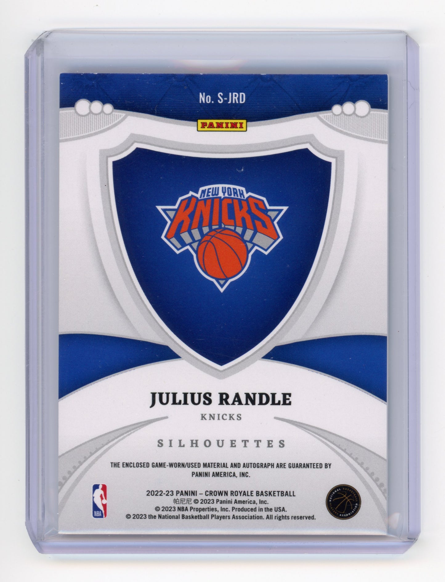 2022 Panini Crown Royale Julius Randle Silhouettes Patch Autograph 52/99 #S-JRD