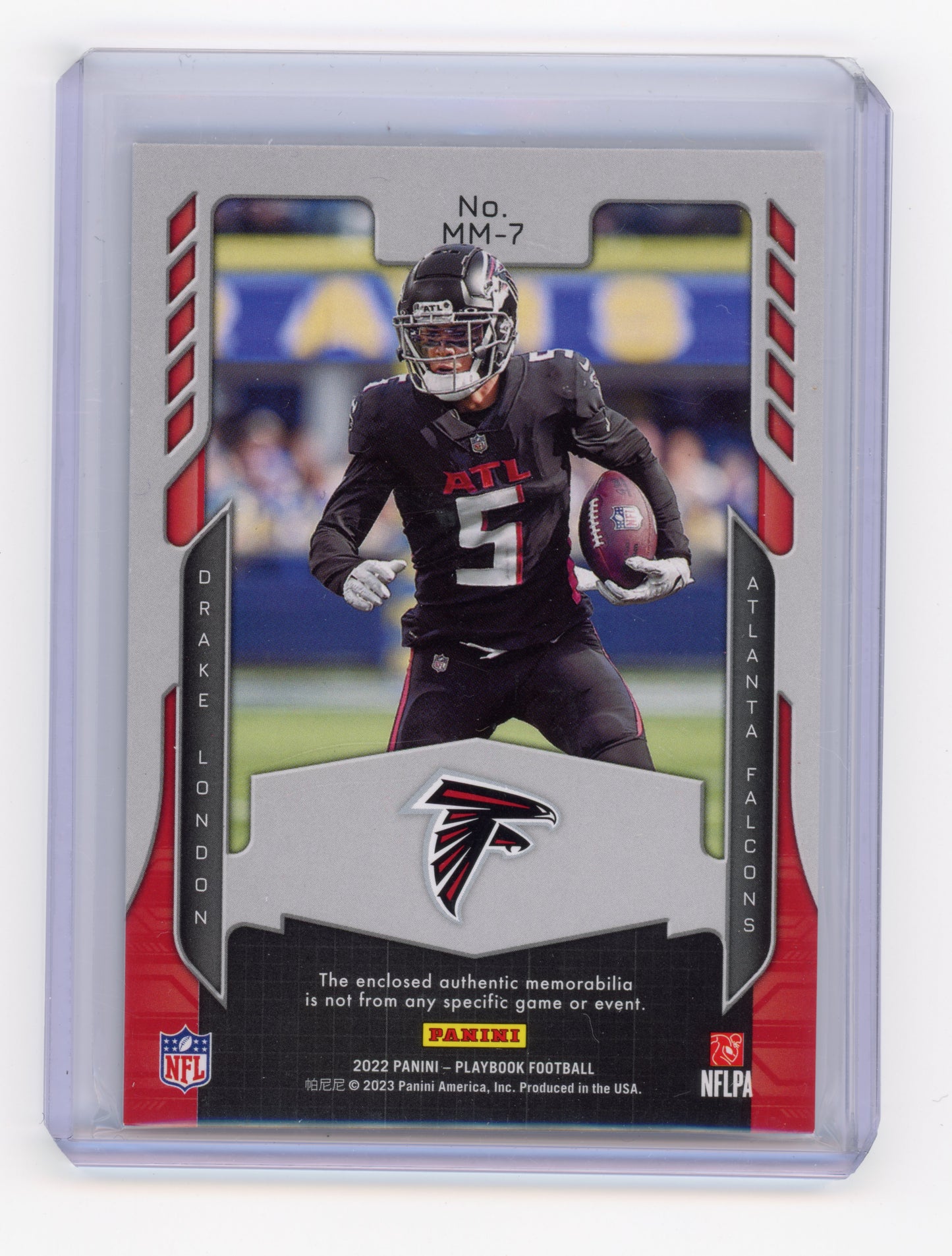 2022 Panini Playbook Drake London Mammoth Materials Platinum /75 #MM-7