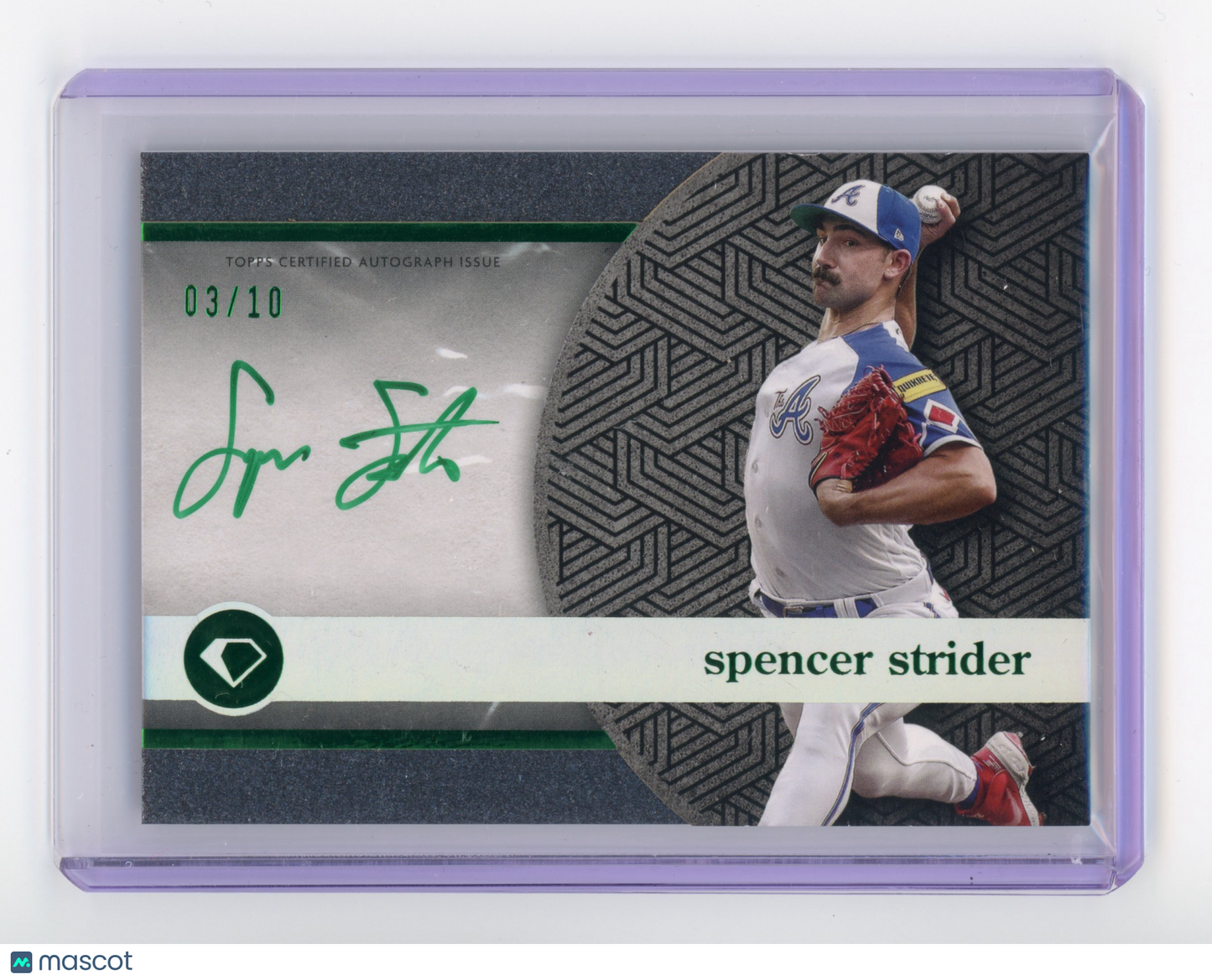 2024 Topps Diamond Icons Spencer Strider Polychromatink Auto Green Ink Blck /10