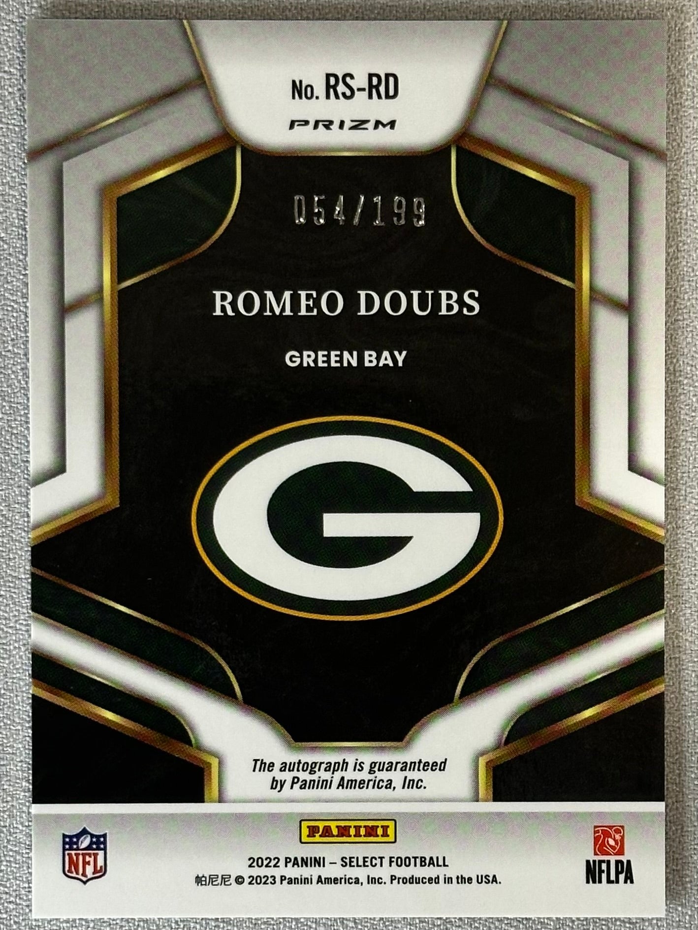 2022 Panini Select Romeo Doubs Rookie Signature Prizm /199 #RS-RD