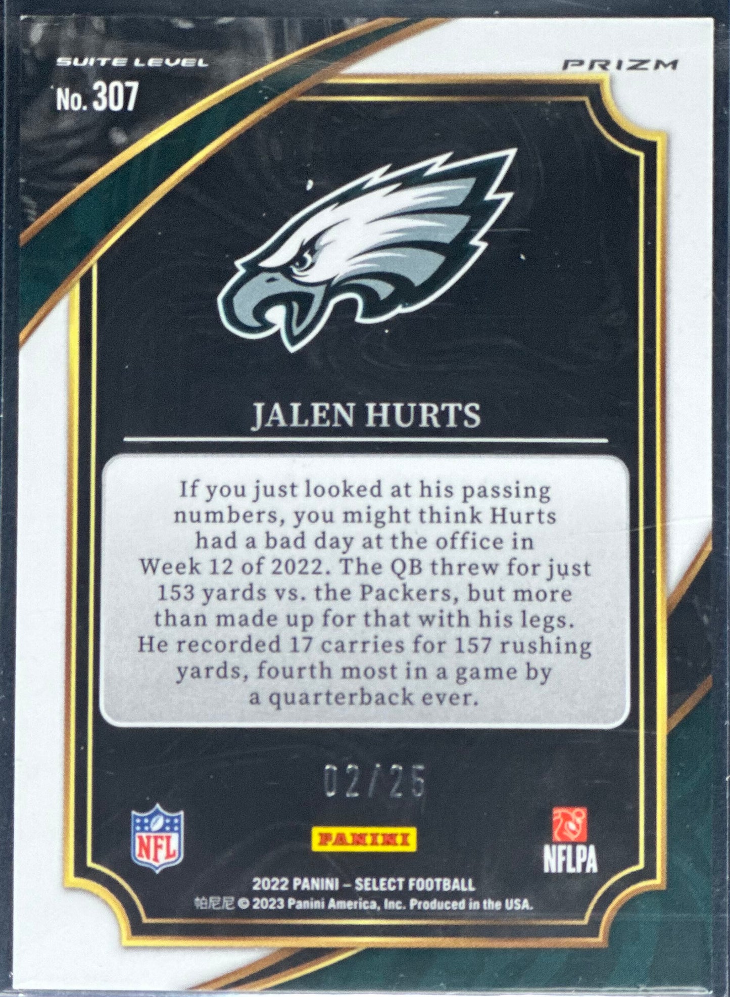 2022 Panini Select Jalen Hurts Suite Level Tie-Dye /25 #307