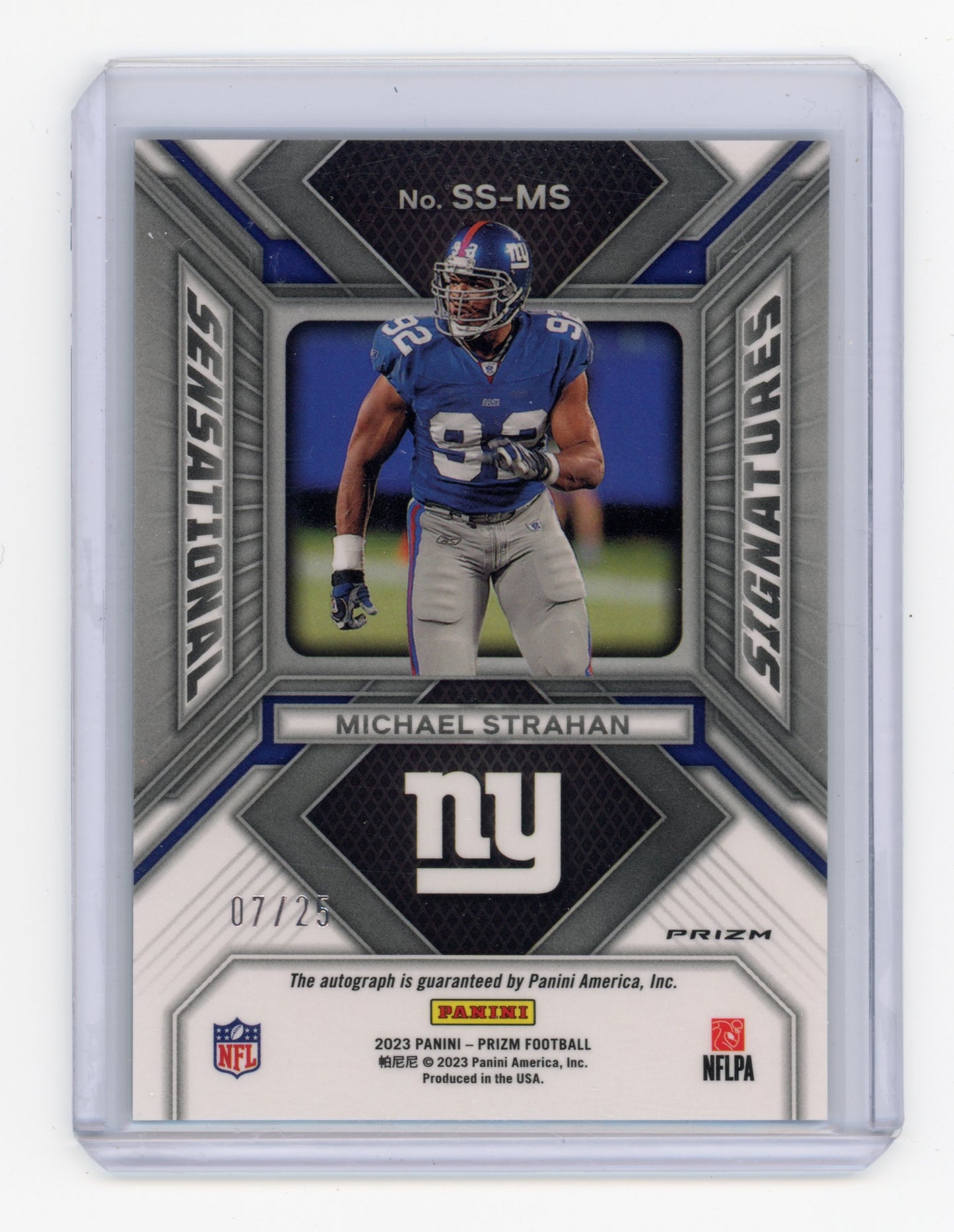 2023 Panini Prizm Michael Strahan Sensational Signatures Navy Camo /25 #SS-MS