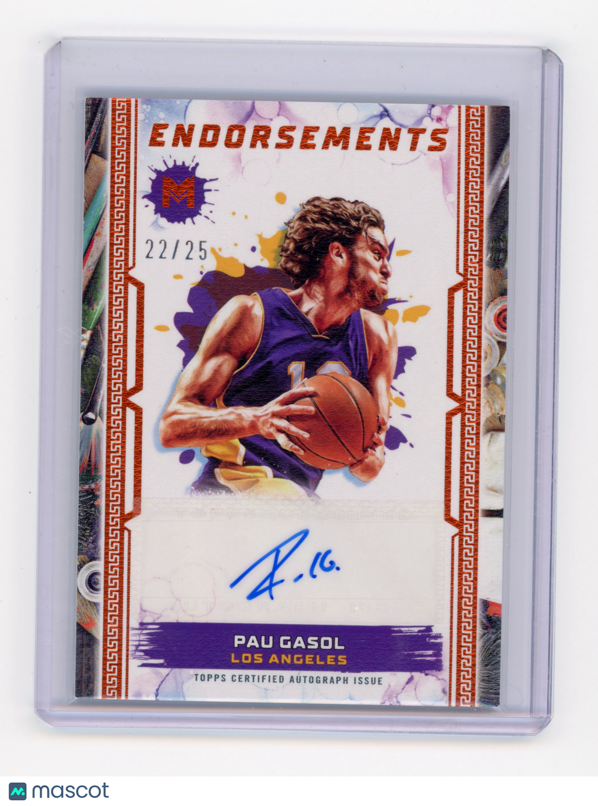 2024 Topps Motif Pau Gasol Motif Endorsements Cadmium Orange 22/25 #ME-PG