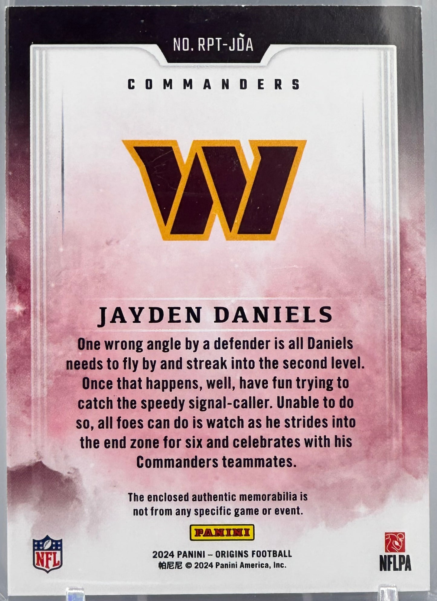 2024 Panini Origins Jayden Daniels Rookie Patches Red /99 #RPT-JD