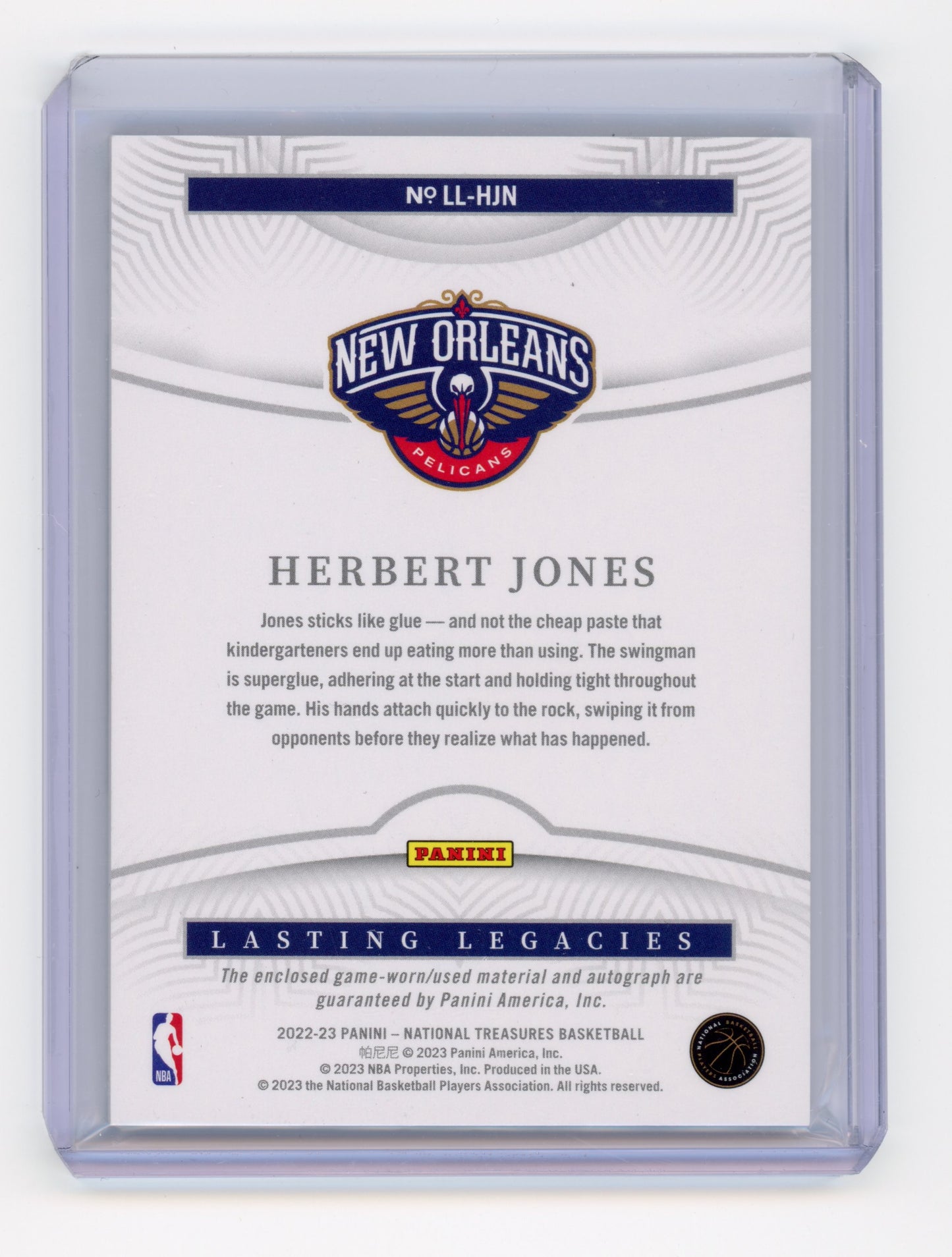 2022 Panini National Treasures Herbert Jones Lasting Legacies 41/99 #LL-HJN
