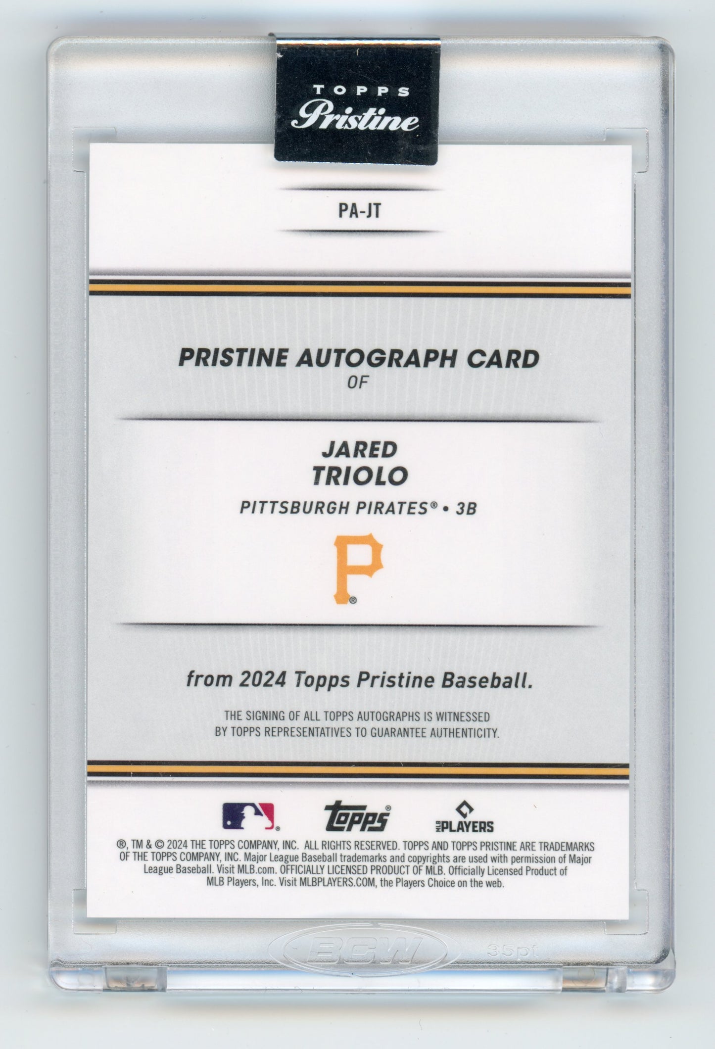 2024 Topps Pristine Jared Triolo Rookie Autograph Refractor RC #PA-JT