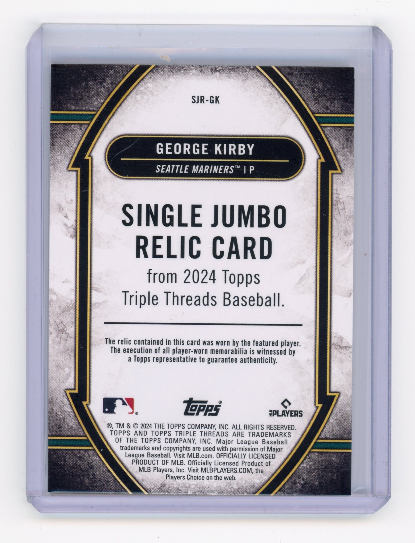2024 Topps Triple Threads George Kirby Single Jumbo Relic Gold /9 #SJR-GK