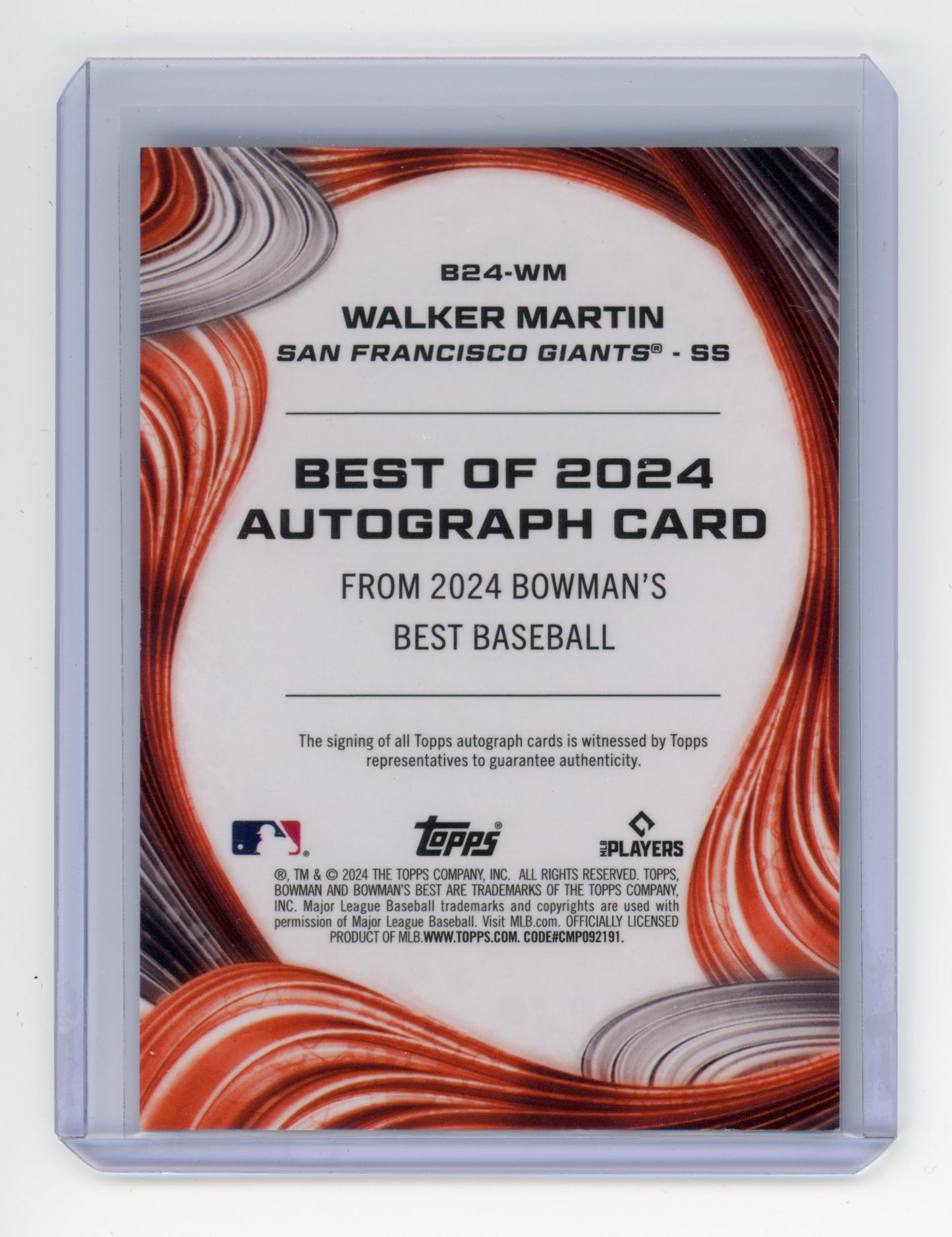 2024 Topps Bowman's Best Walker Martin Best of 2024 Autograph Green /99 #B24-WM