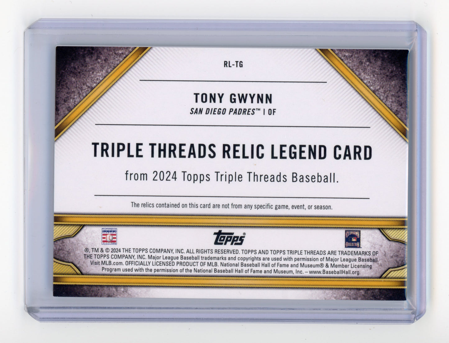 2024 Topps Triple Threads Tony Gwynn Legend Relic Gold /9 #RL-TG
