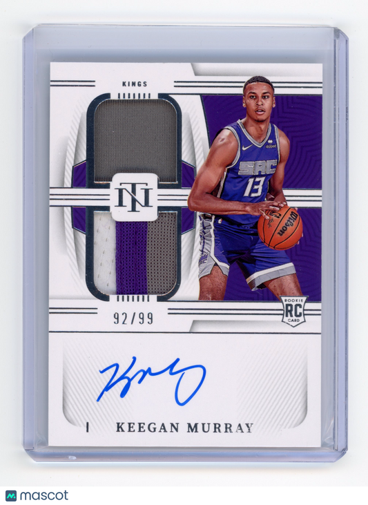 2022 Panini National Treasures Keegan Murray Rookie Dual Material Auto /99 RC