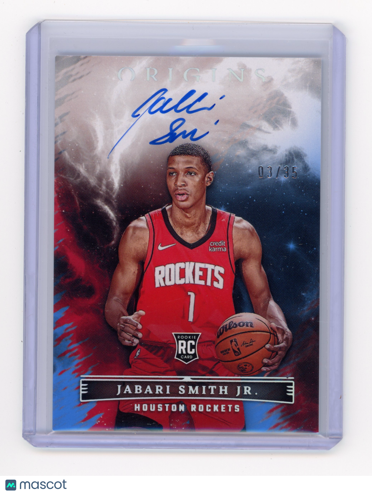 2022 Panini Origins Jabari Smith Jr. Rookie Autograph Blue RC 03/35 #RA-JSJ