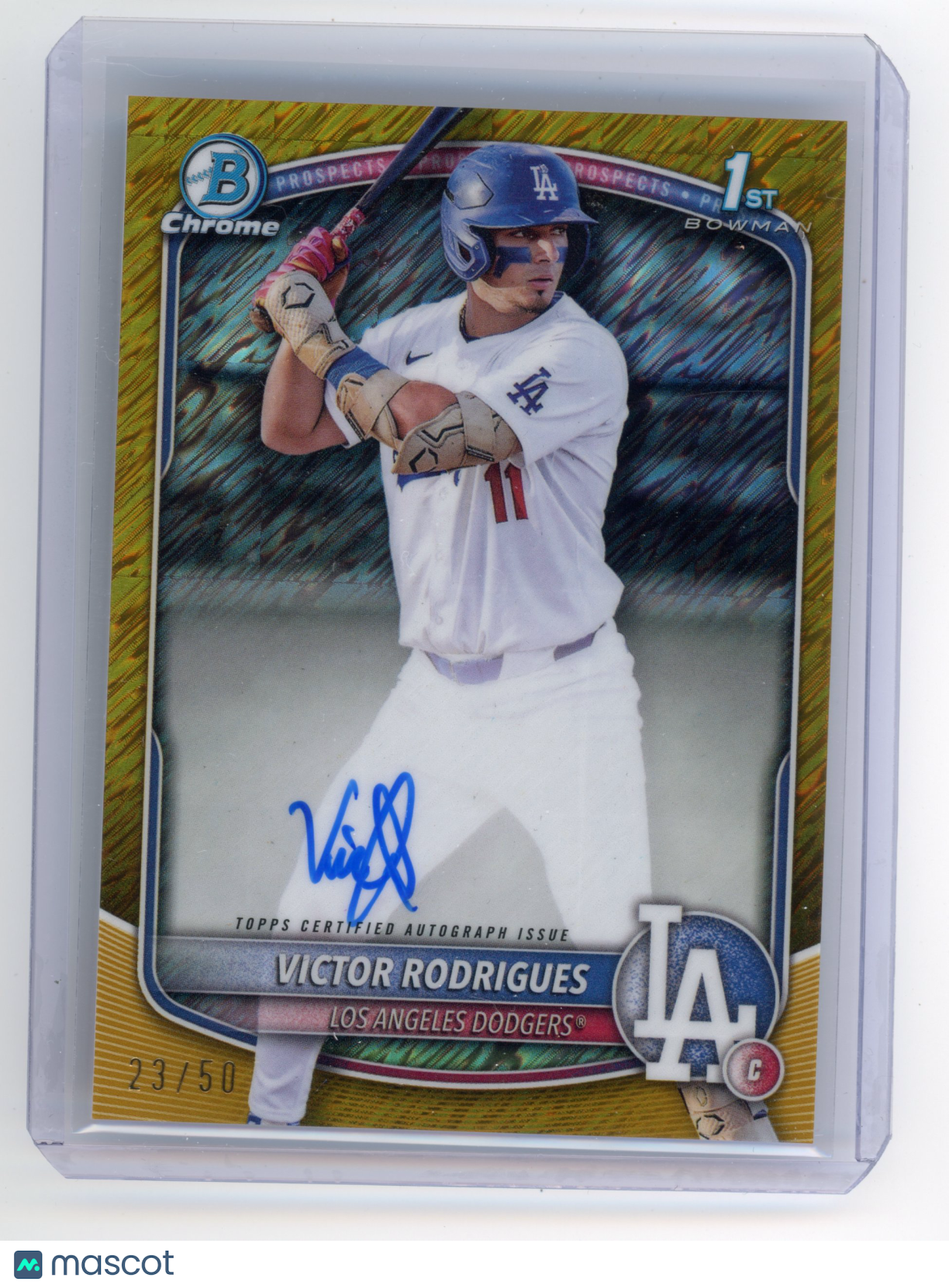 2025 Bowman Victor Rodrigues Chrome Prospects Auto Gold Shimmer 23/50 #CPA-VR