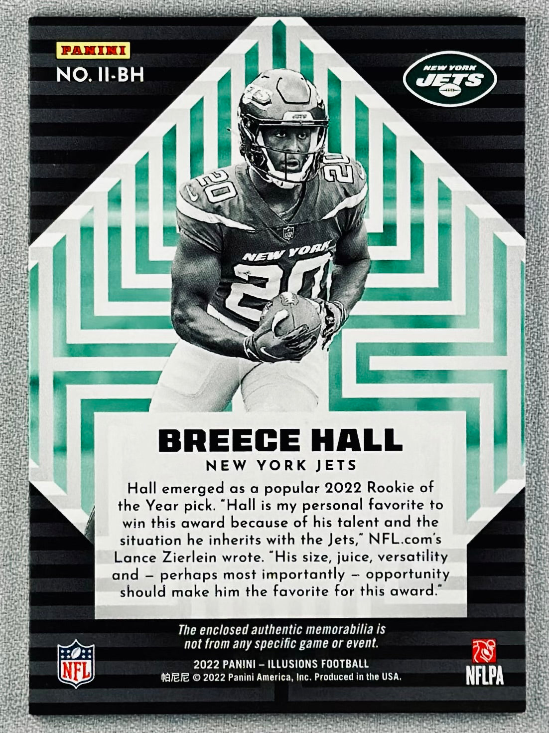 2022 Panini Illusions Breece Hall Instant Impact Gold /25 RC #II-BH