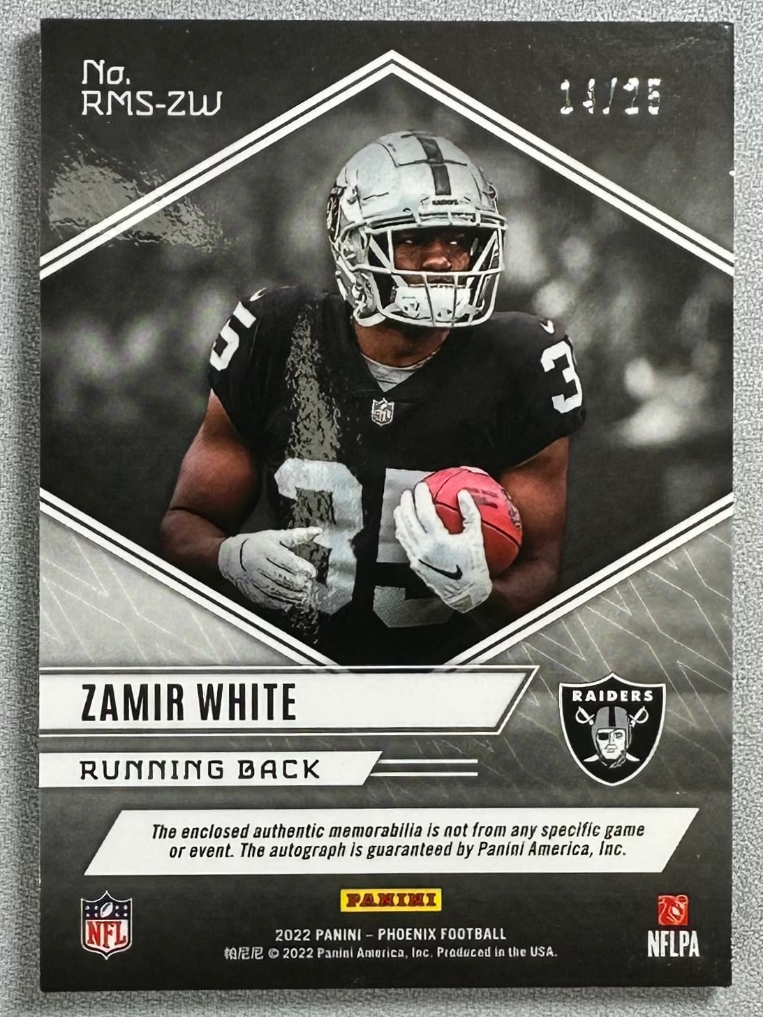 2022 Panini Phoenix Zamir White Rising Rookie RPA Helmet /25 #RMS-ZW RC