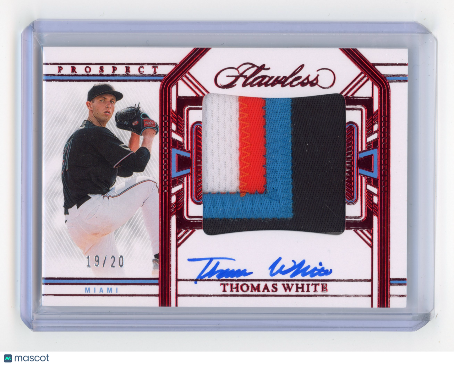 2024 Panini Flawless Thomas White Prospect Patch Autographs Ruby 19/20 #PPA-TW