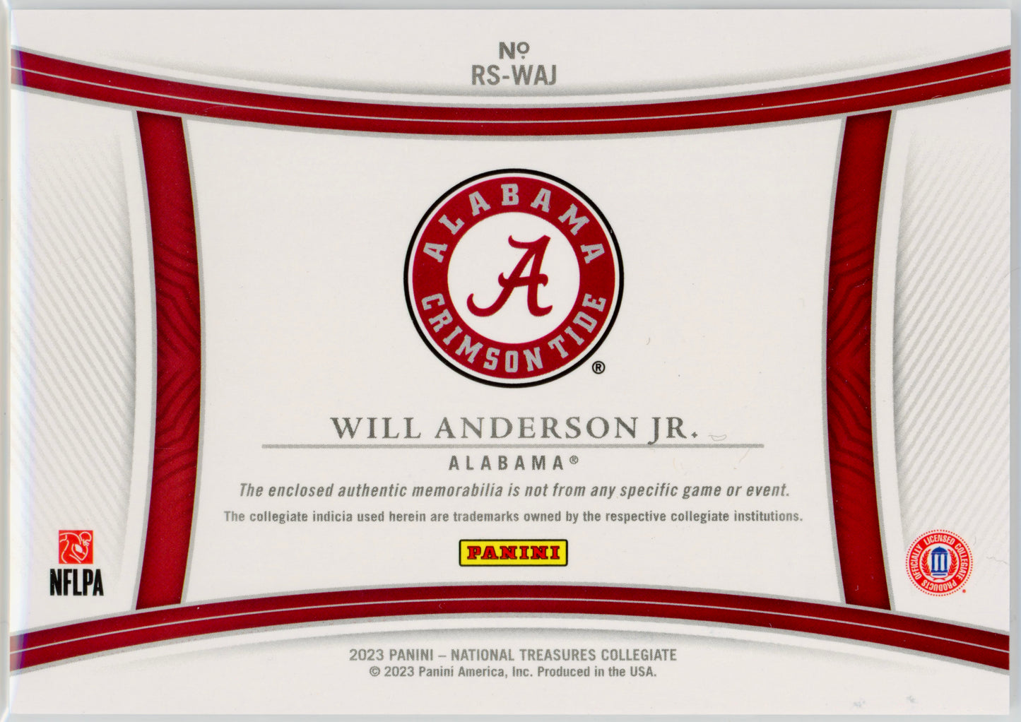 2023 Panini National Treasures Will Anderson Jr. Rookie Silhouettes Blue /75