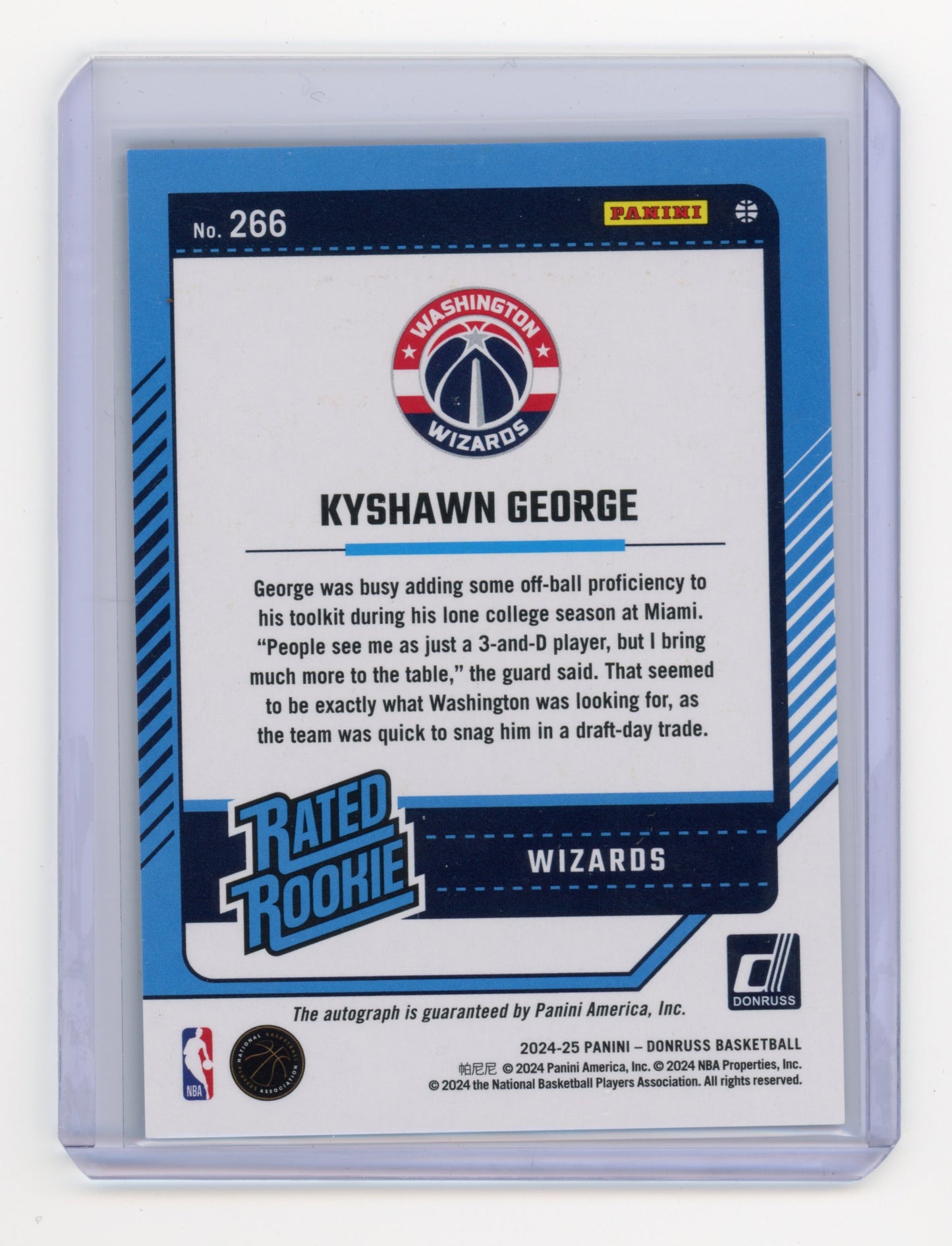 2024 Panini Donruss Kyshawn George Rated Rookie Auto Choice Blue RC 36/49 #266