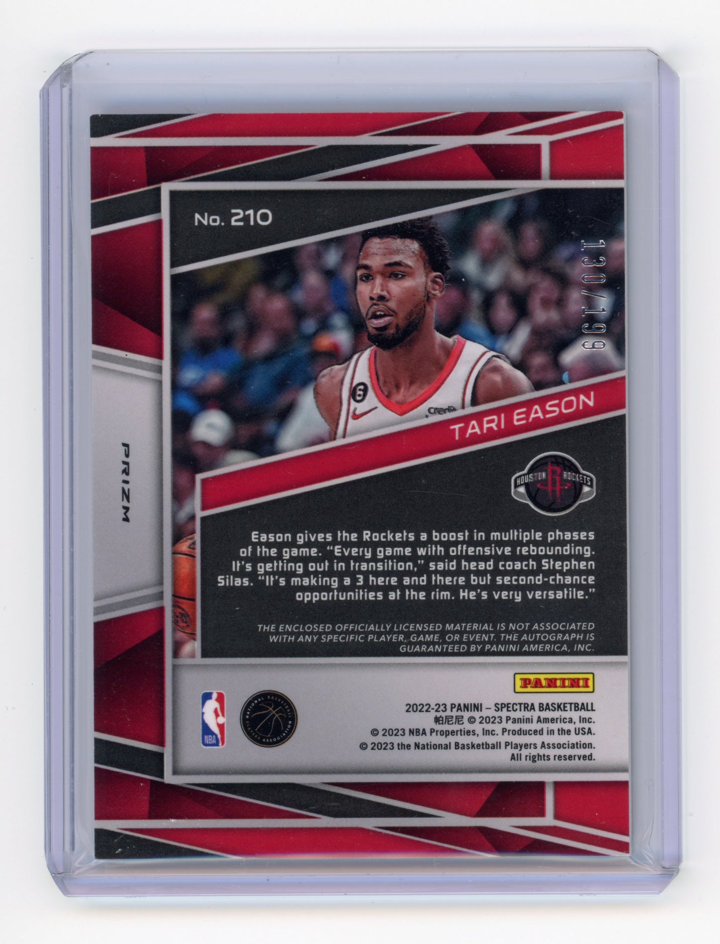 2022 Panini Spectra Tari Eason Rookie Patch Autograph RC 130/199 #210