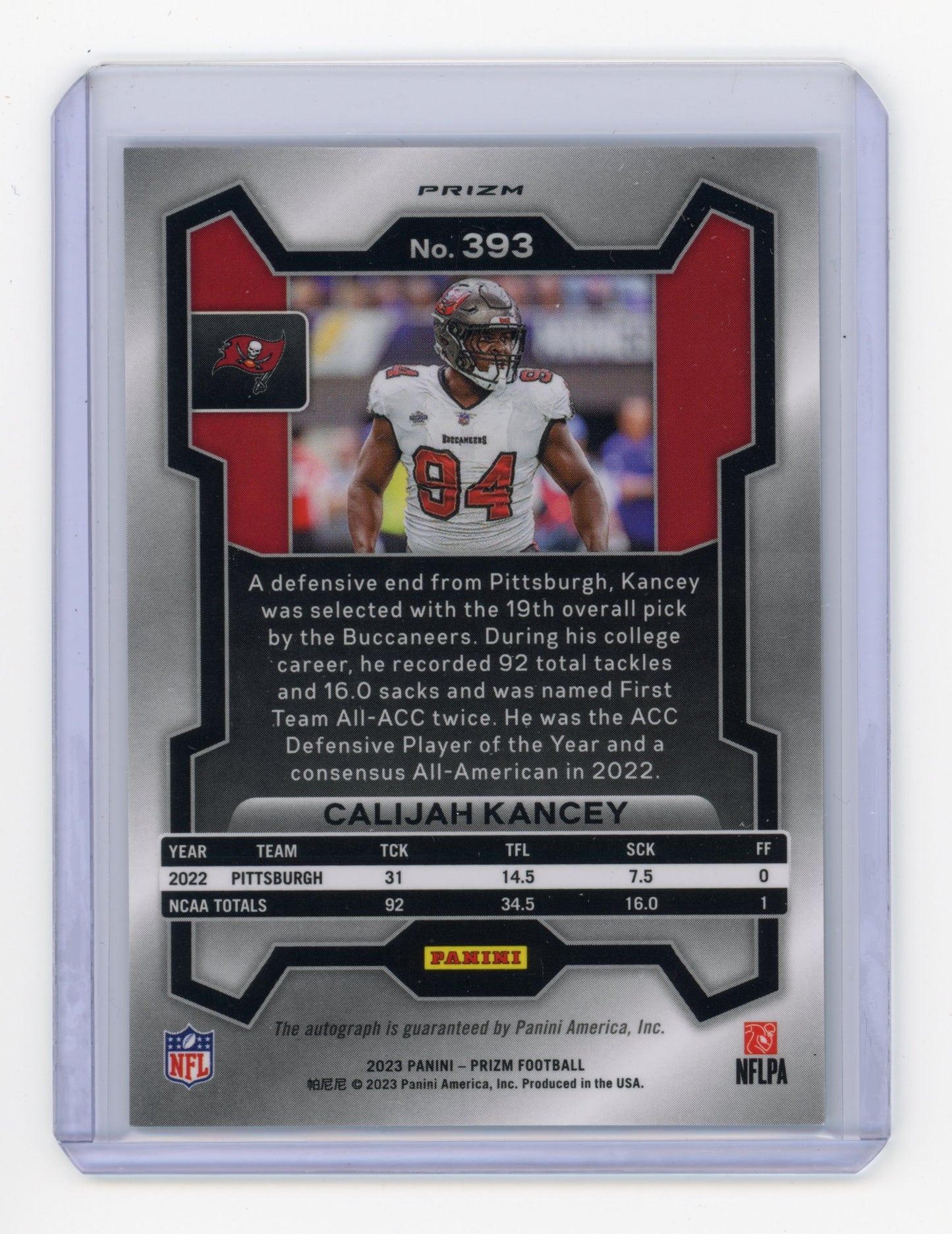 2023 Panini Prizm Calijah Kancey Rookie Autograph Silver #393