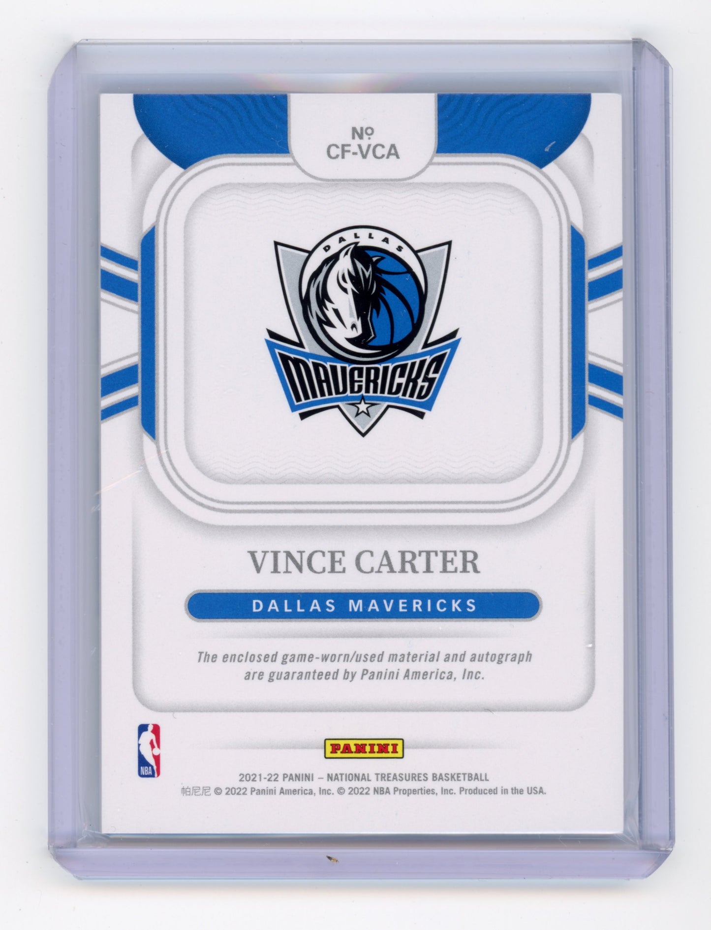2021 Panini National Treasures Vince Carter Clutch Factor Autograph /49 #CF-VCA