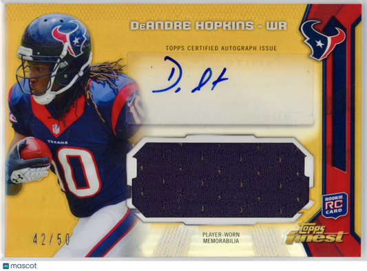 2013 Topps Finest DeAndre Hopkins Auto Jumbo Relic Gold Refractor /50 #AJR-DH